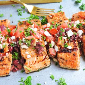 Grilled Mediterranean Bruschetta Salmon