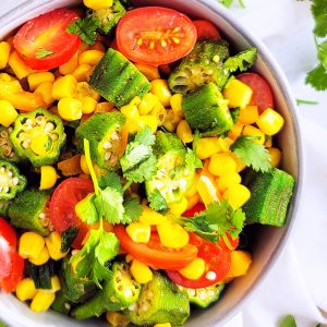 This Spicy Okra & Corn Salsa is truly a Southern favorite and full of okra, corn, tomatoes, bell peppers, and cilantro. beautifuleatsandthings.com