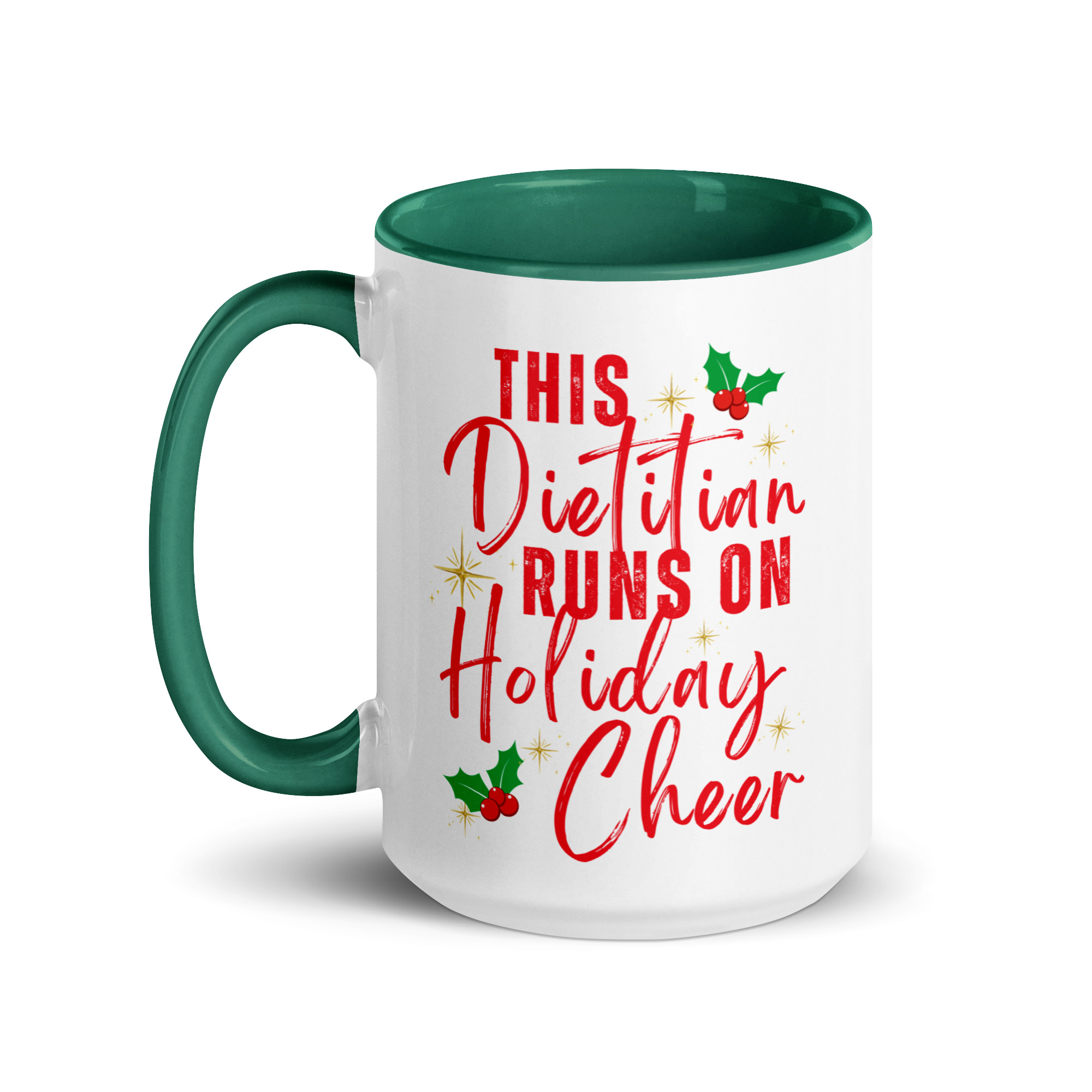 This Dietitian Runs on Holiday Cheer Mug with Color Inside, 15oz - Image 6