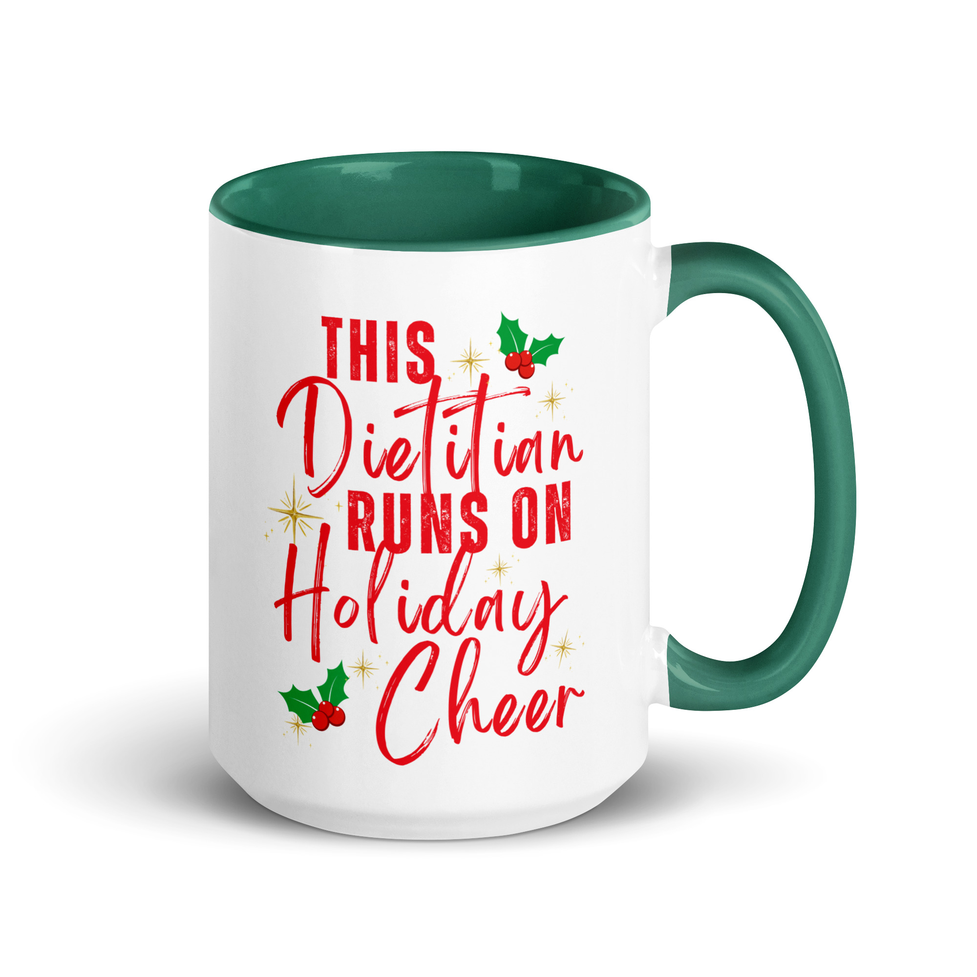 This Dietitian Runs on Holiday Cheer Mug with Color Inside, 15oz - Image 4