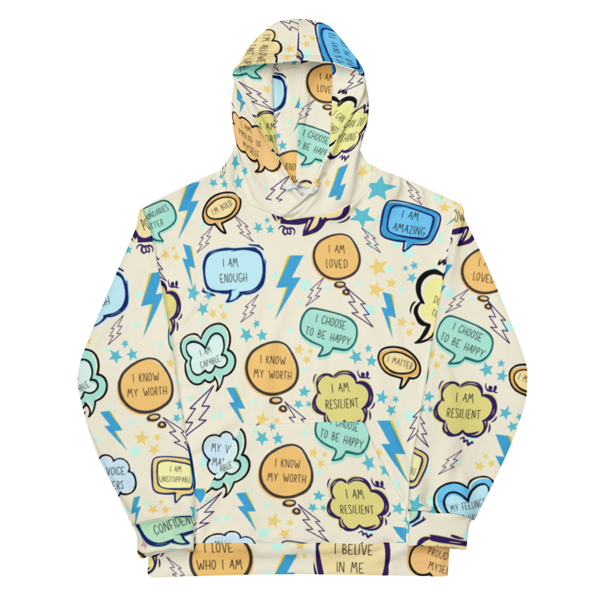 Positive Affirmation Light Yellow Unisex Hoodie