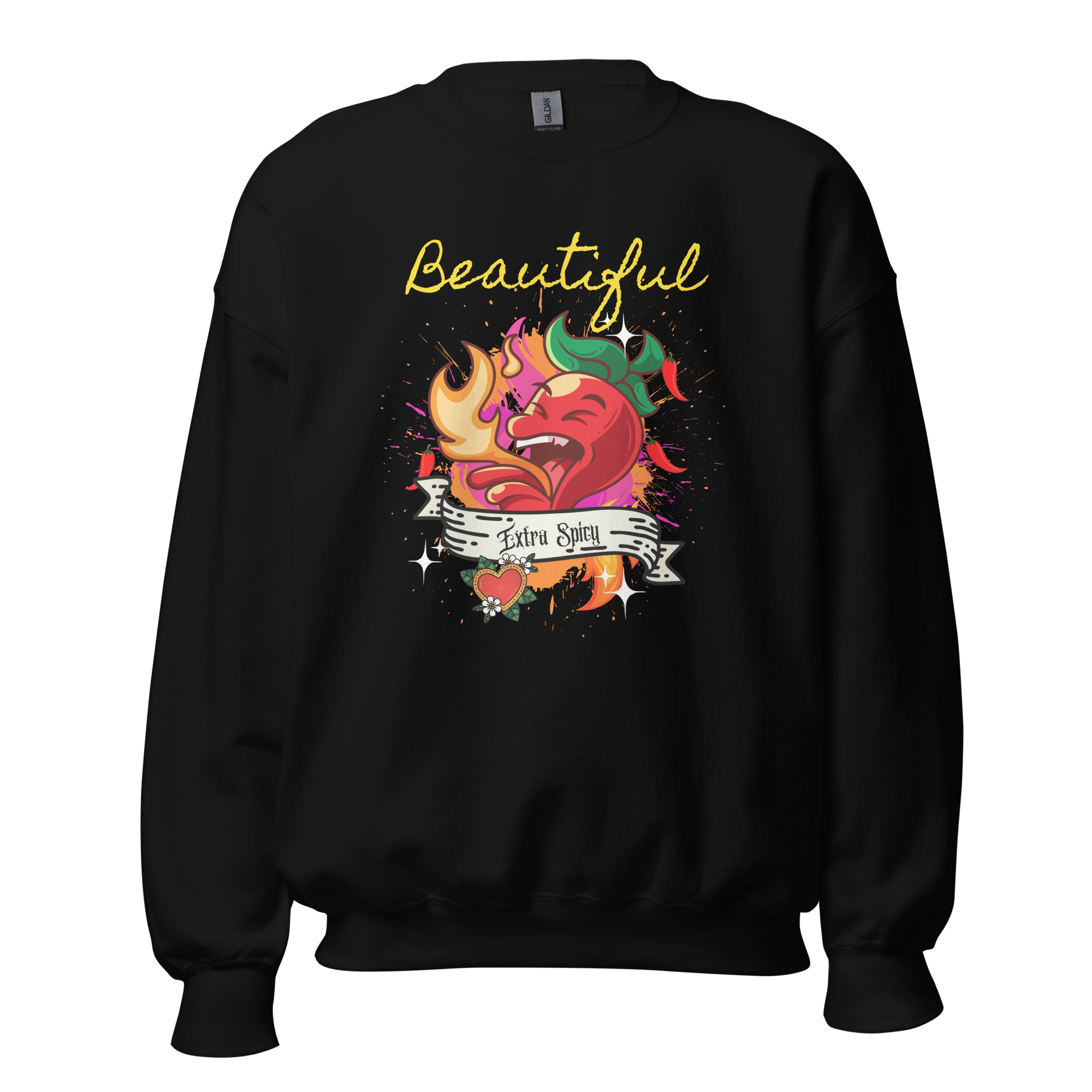Beautiful Extra Spicy (Yellow Writing) Unisex Sweatshirt - Image 2
