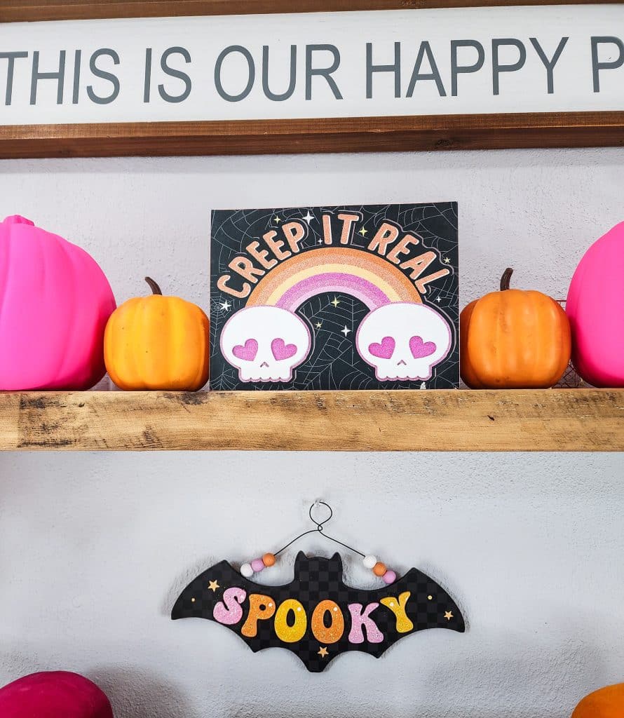 Groovy Halloween Coffee Bar or Boo Bar decorated with pink, orange, and purple bold colors
beautifuleatsandthings.com