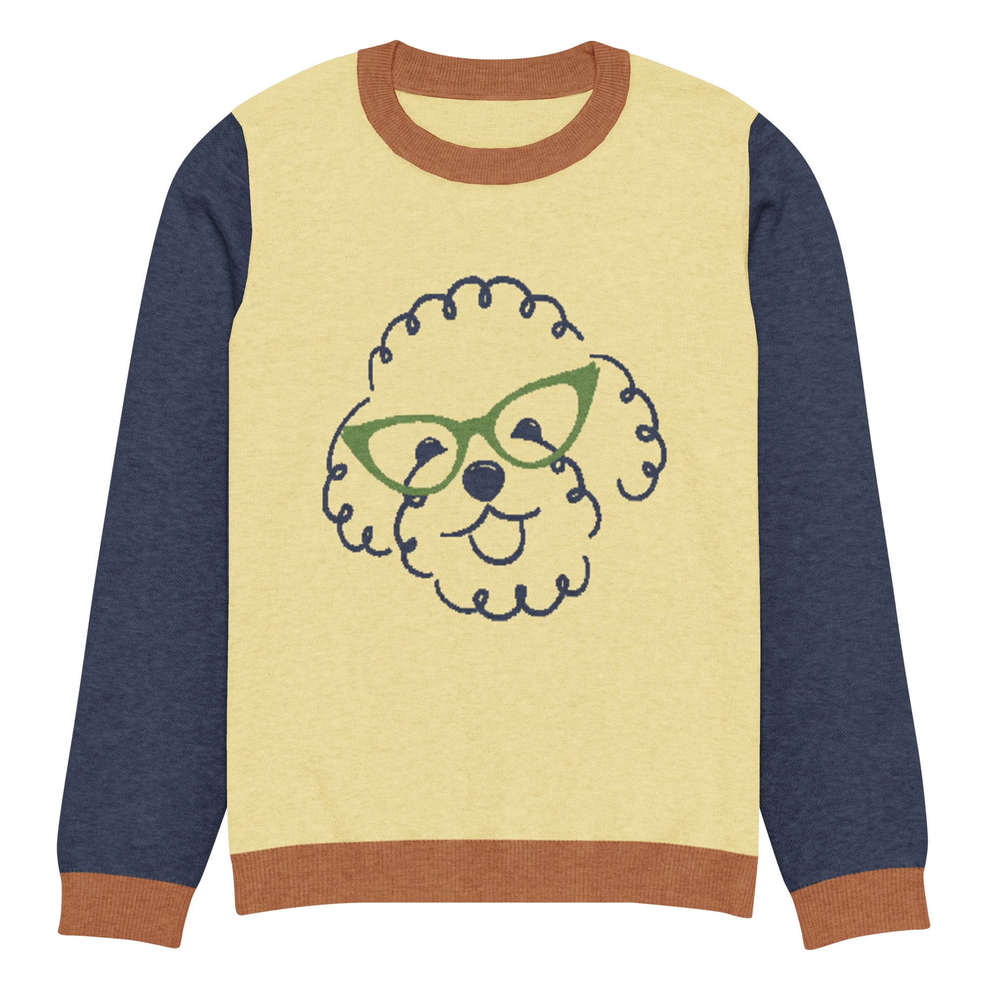 The Khloe Knitted Crew Neck Sweater in Yellow & Navy - Image 11
