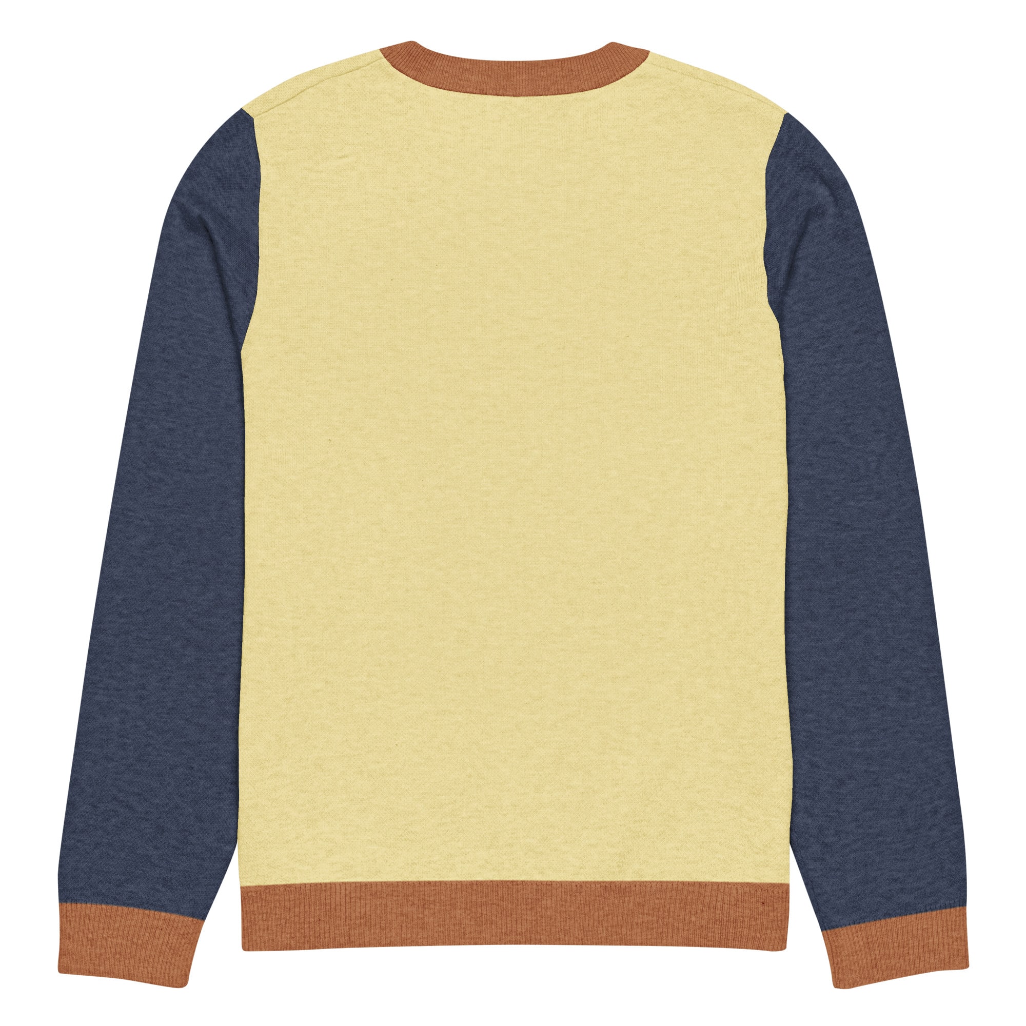 The Khloe Knitted Crew Neck Sweater in Yellow & Navy - Image 14