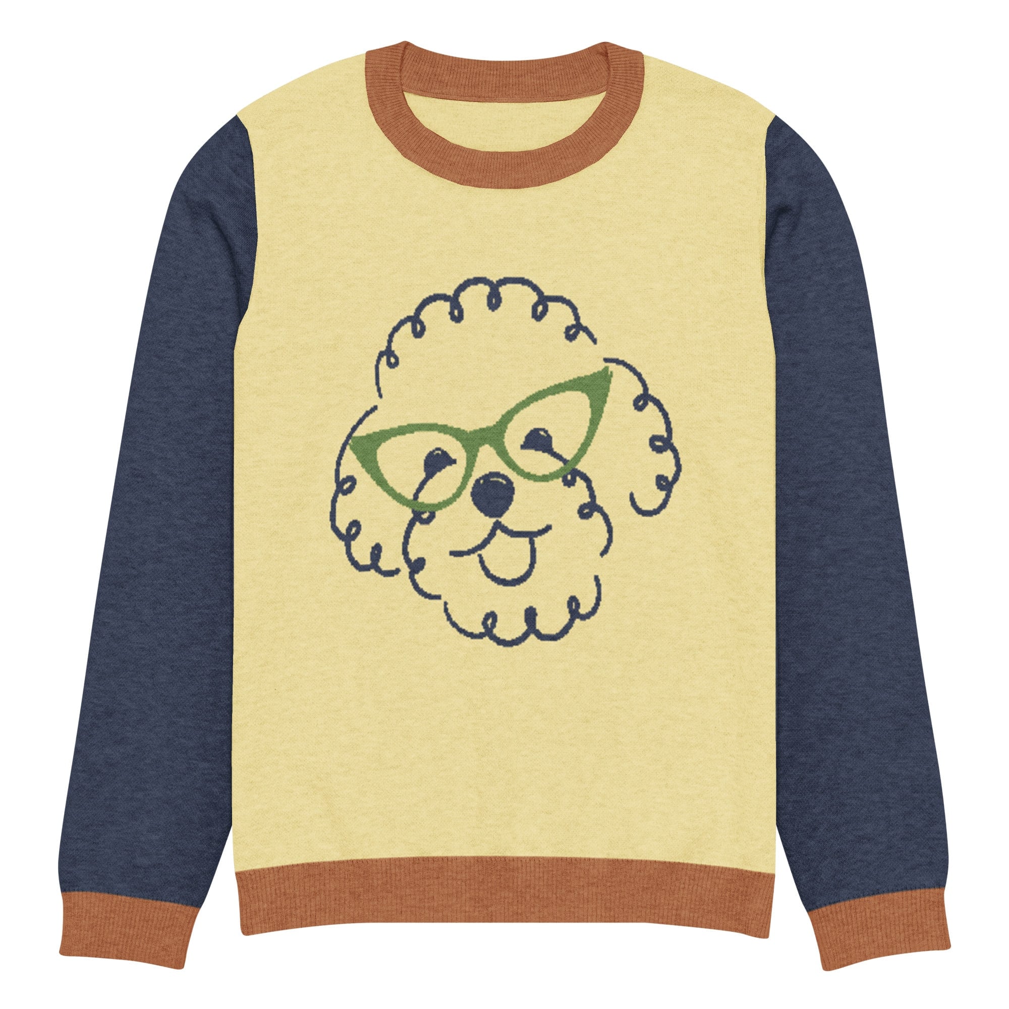 The Khloe Knitted Crew Neck Sweater in Yellow & Navy - Image 13
