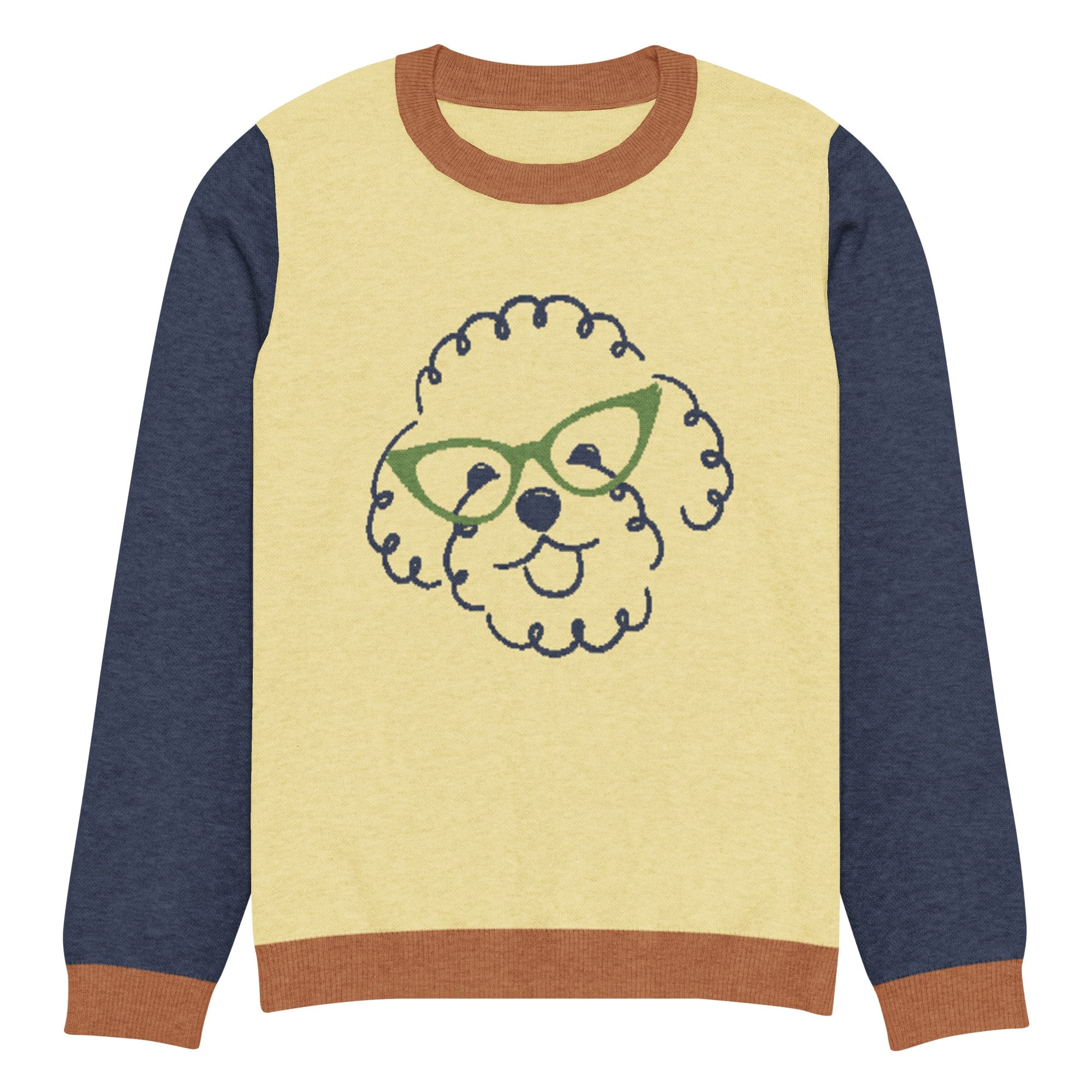 The Khloe Knitted Crew Neck Sweater in Yellow & Navy - Image 7
