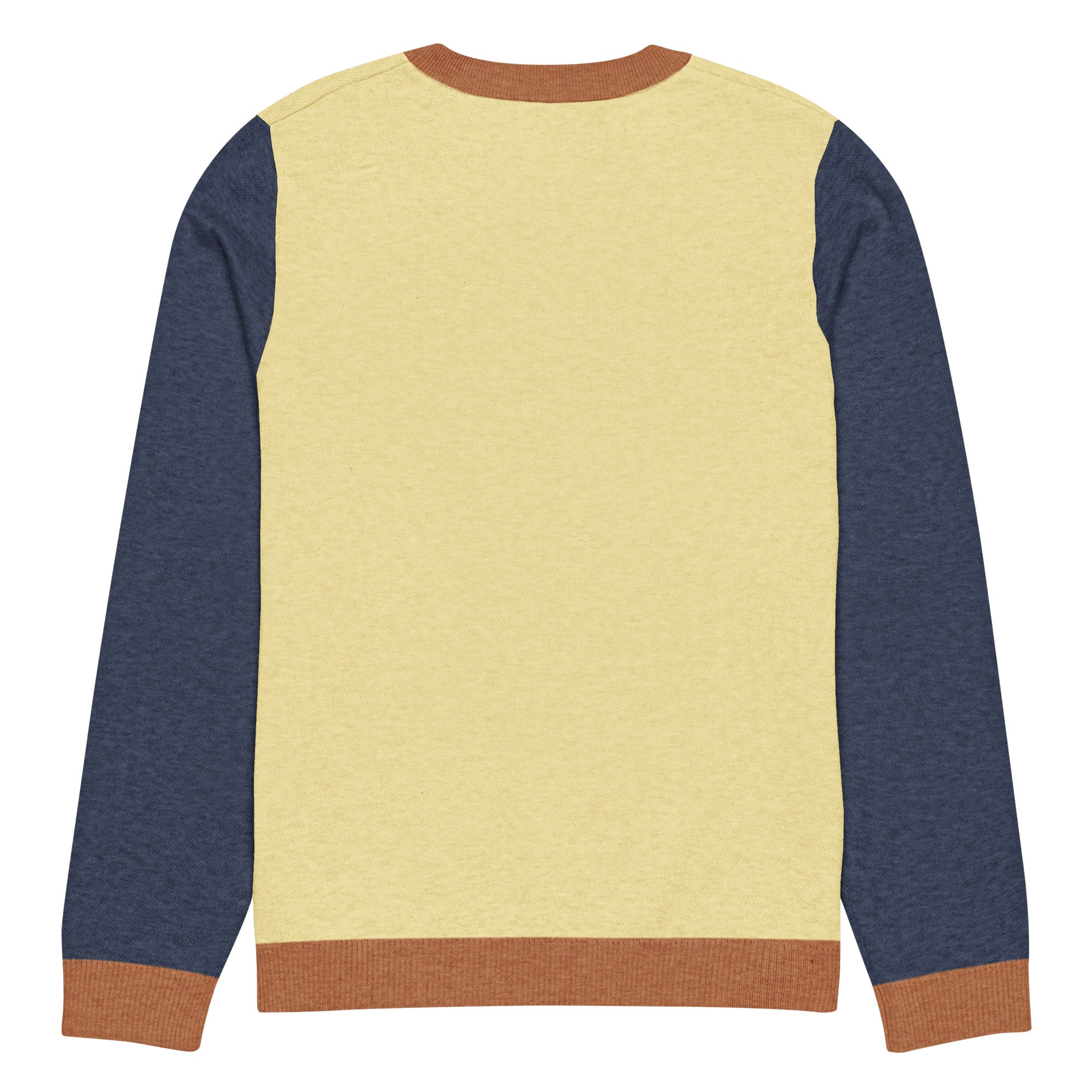 The Khloe Knitted Crew Neck Sweater in Yellow & Navy - Image 6
