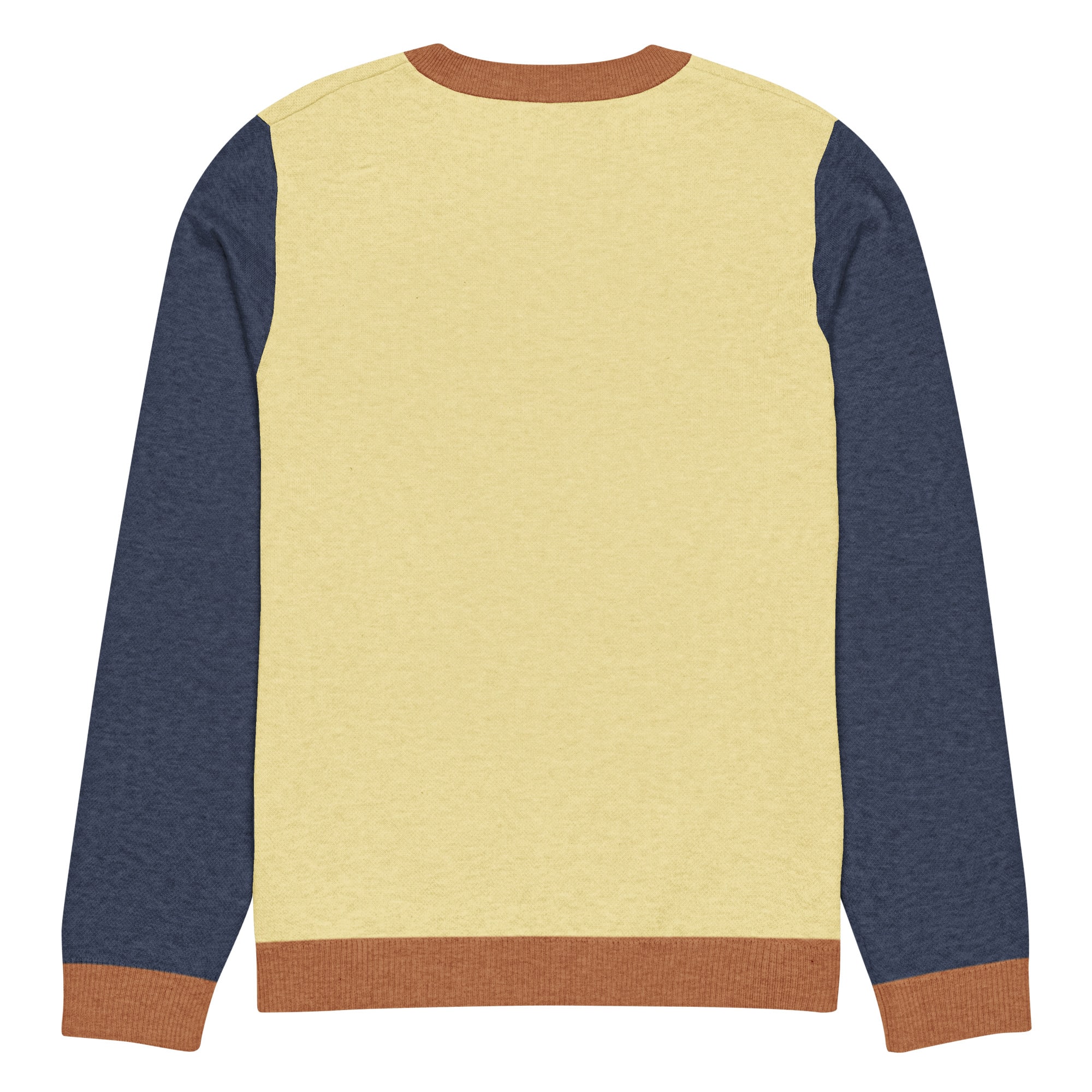 The Khloe Knitted Crew Neck Sweater in Yellow & Navy - Image 4