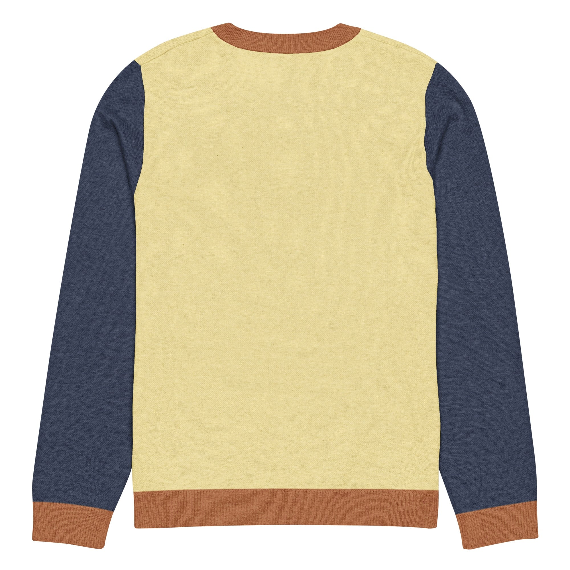 The Khloe Knitted Crew Neck Sweater in Yellow & Navy - Image 10