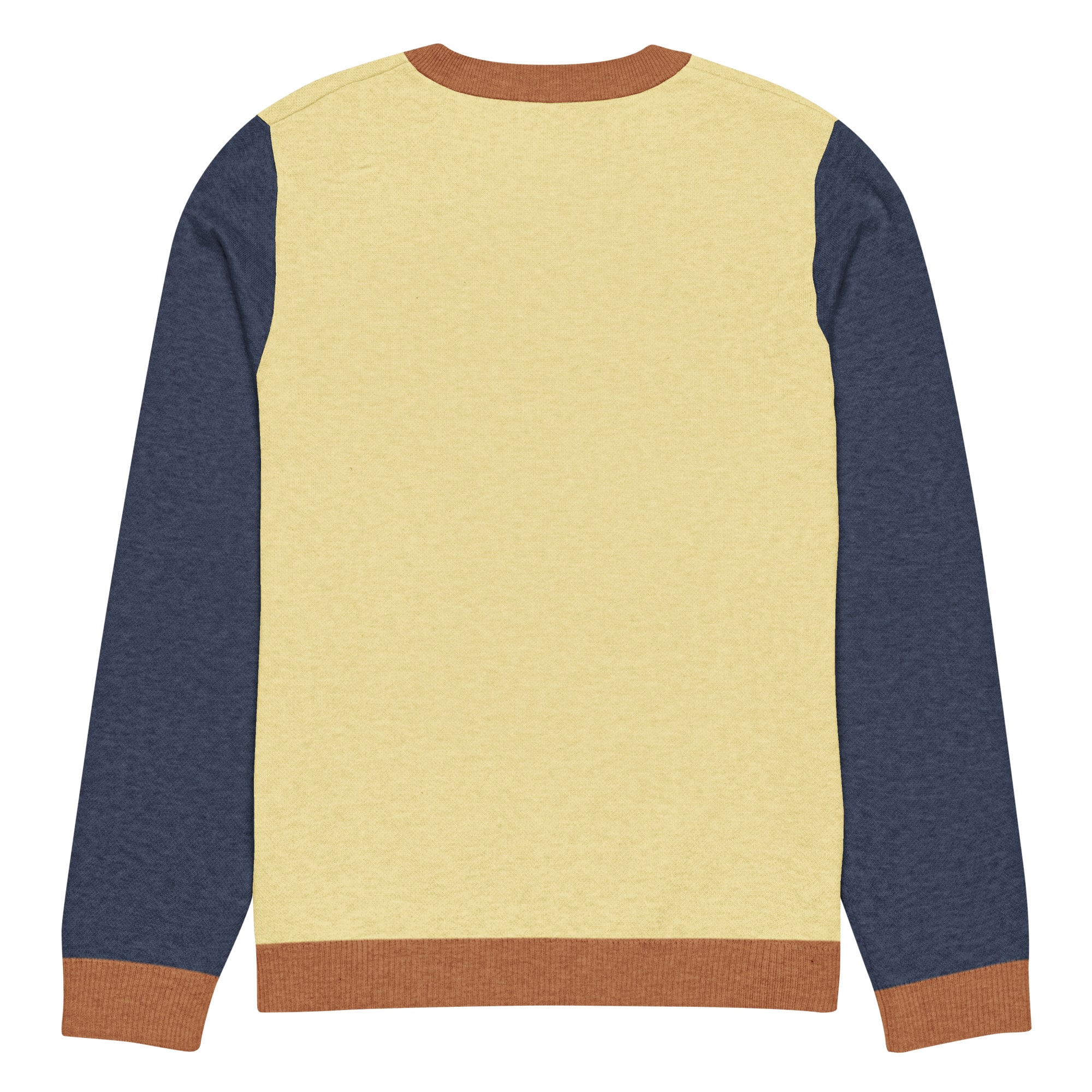 The Khloe Knitted Crew Neck Sweater in Yellow & Navy - Image 2