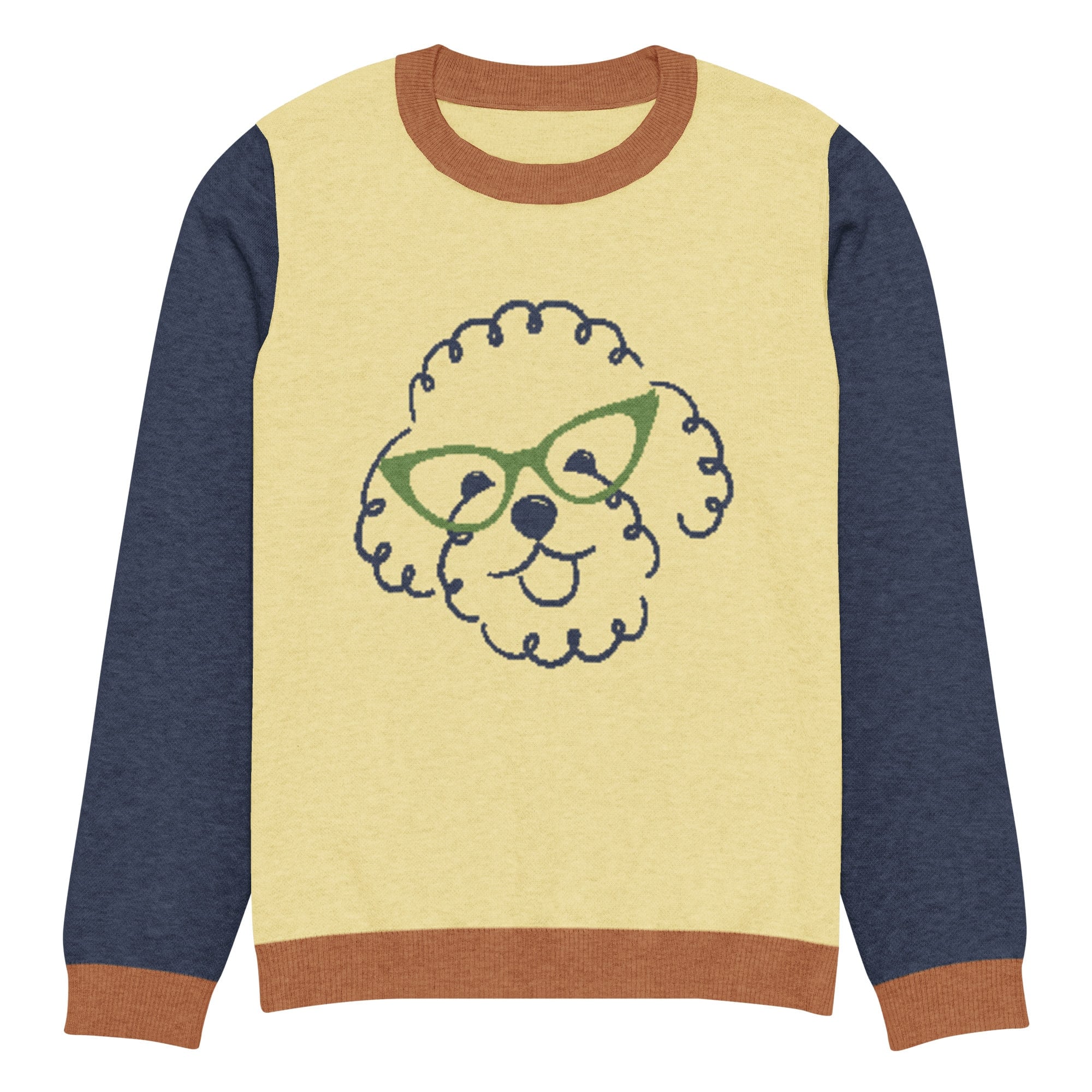 The Khloe Knitted Crew Neck Sweater in Yellow & Navy