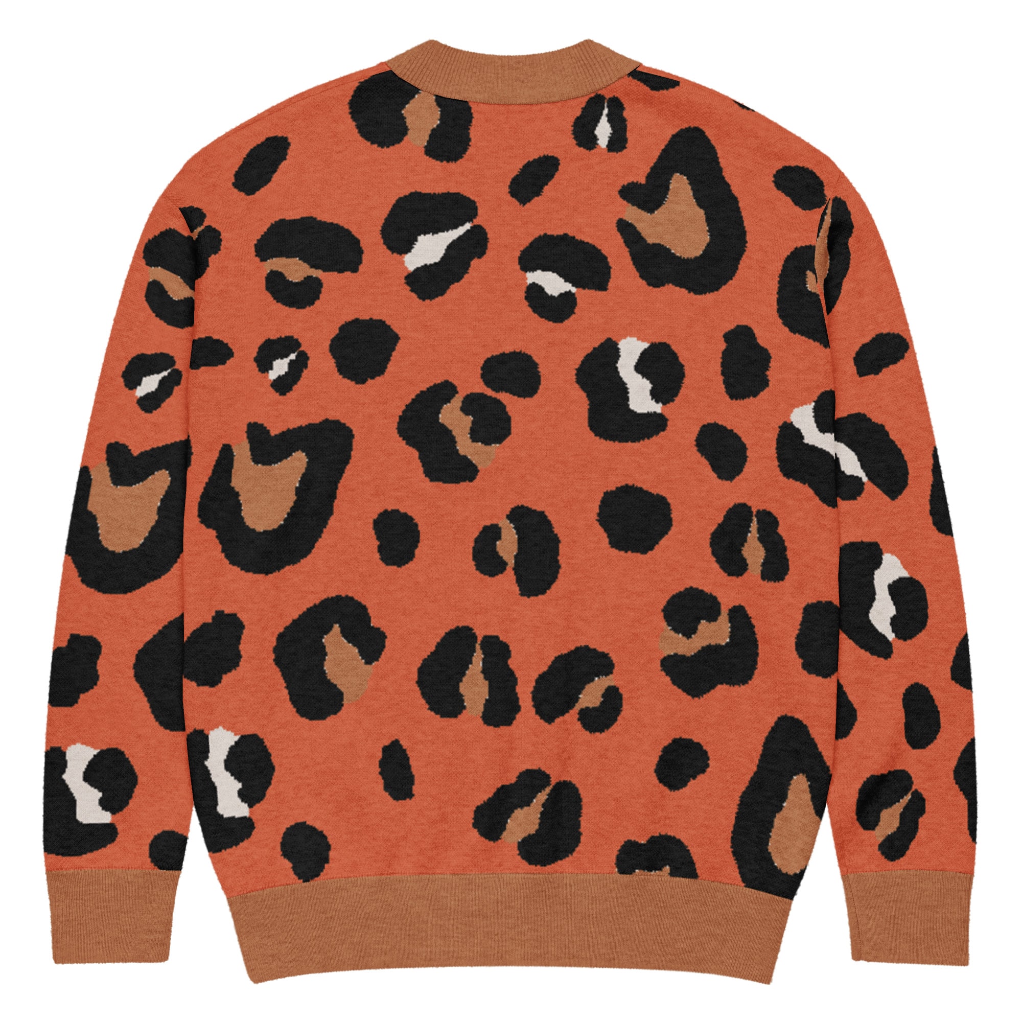 Burnt Orange Animal Print Knitted Cardigan - Image 13