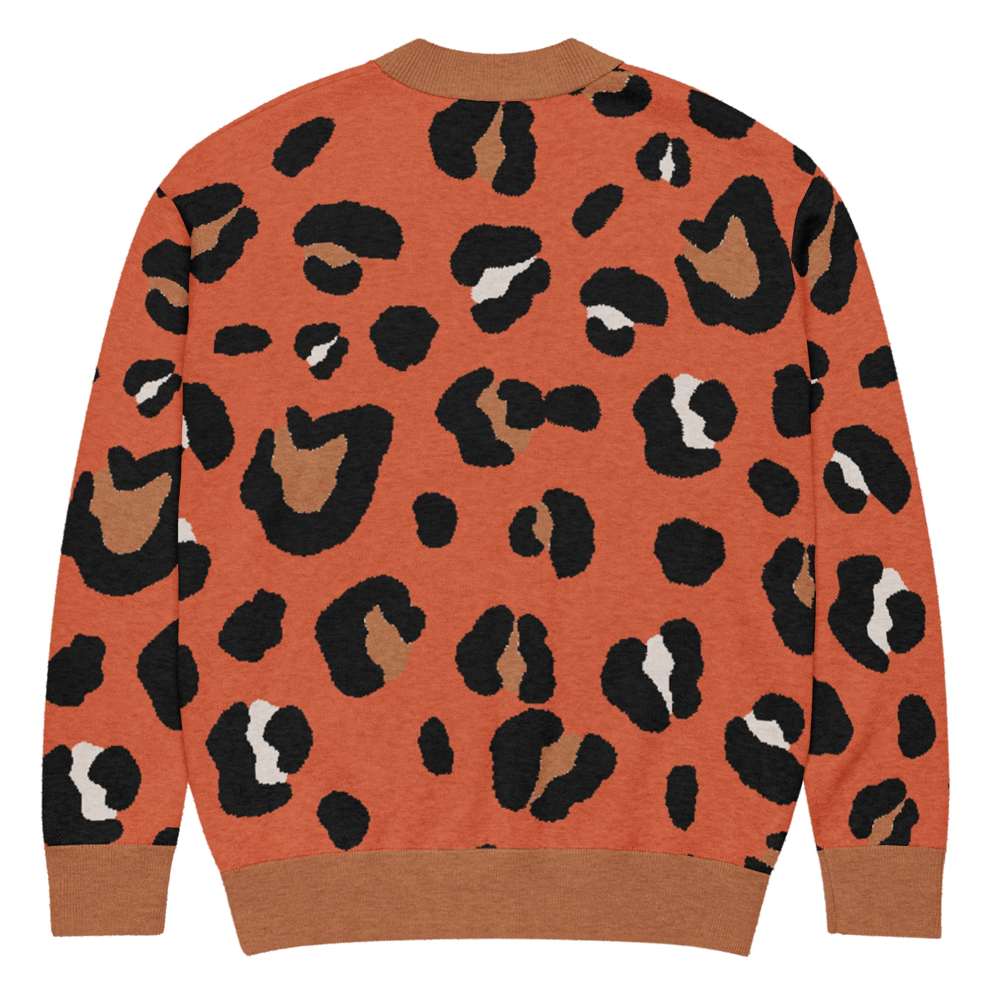 Burnt Orange Animal Print Knitted Cardigan - Image 14