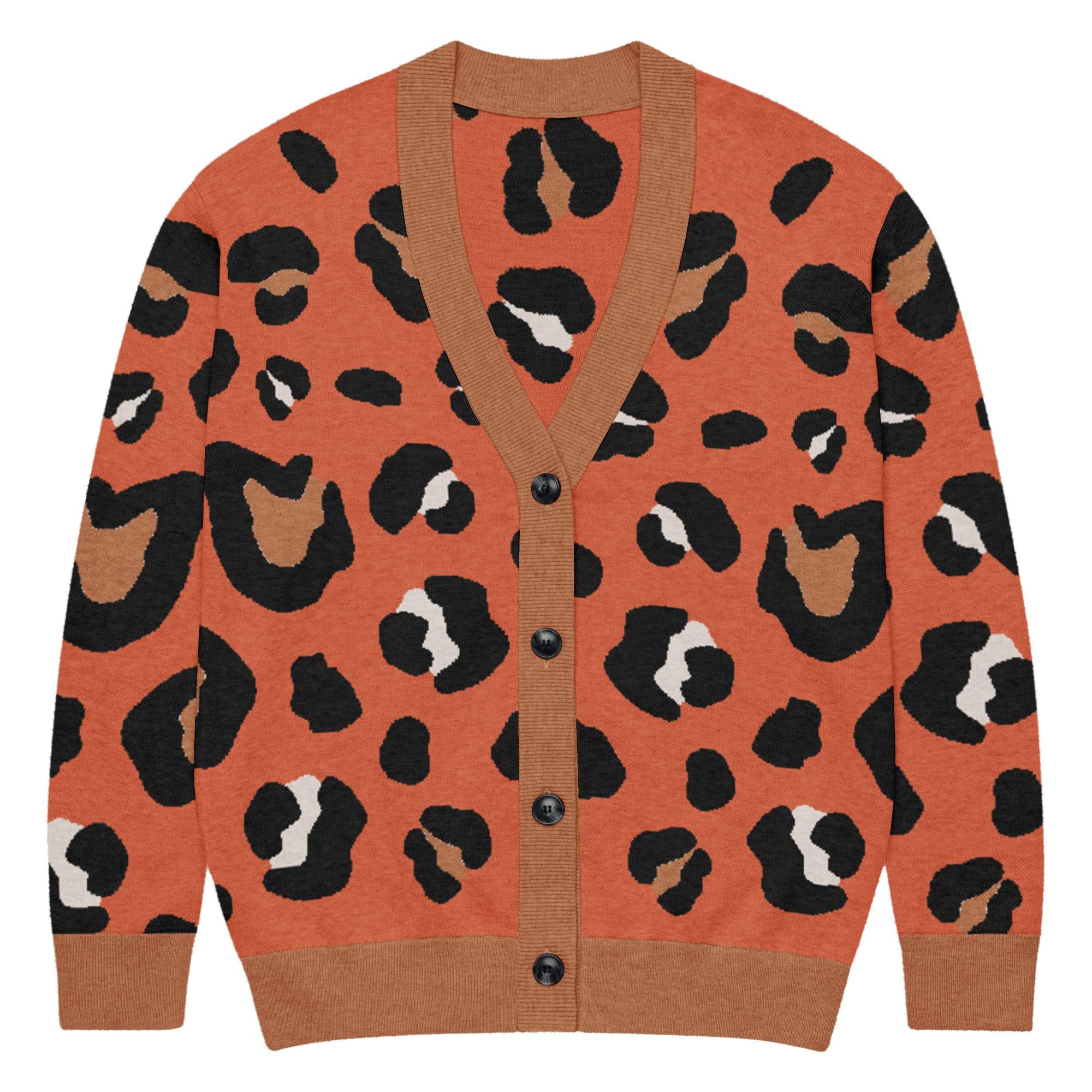 Burnt Orange Animal Print Knitted Cardigan