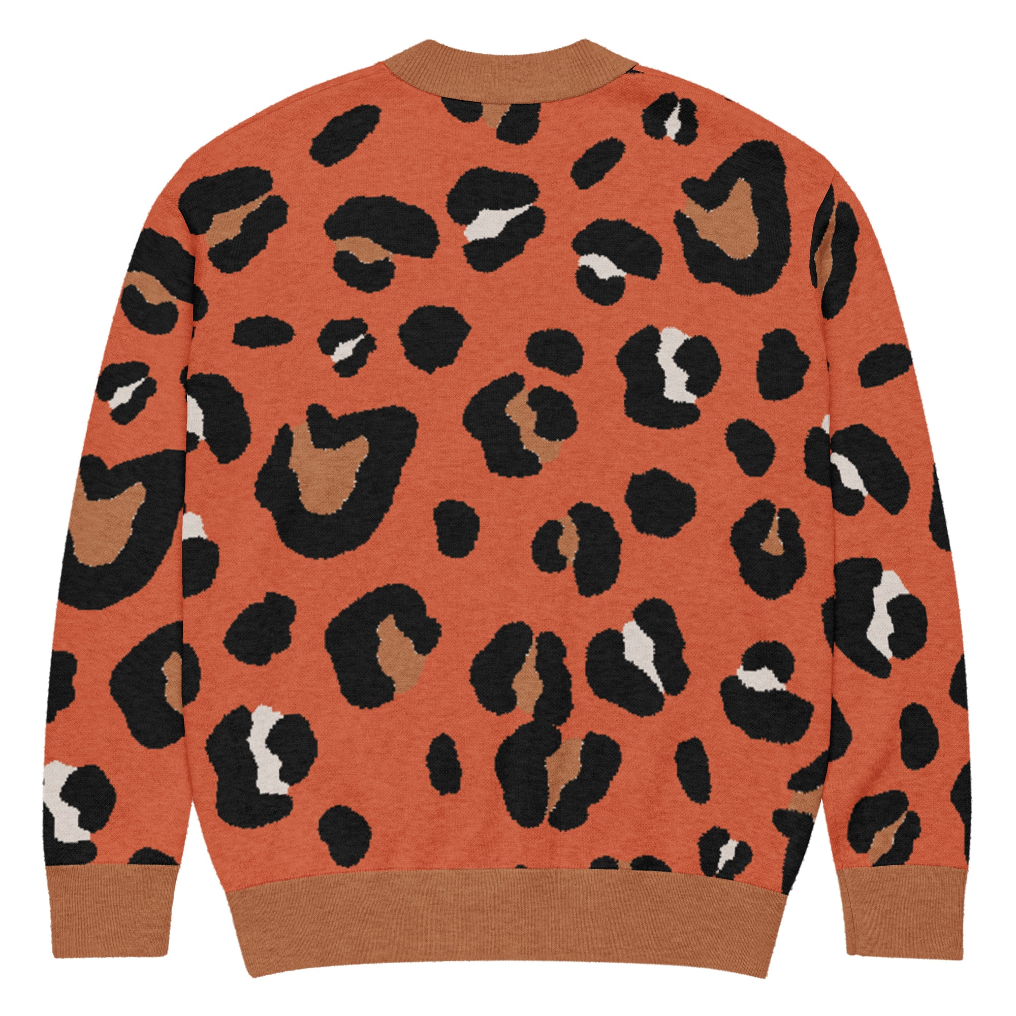 Burnt Orange Animal Print Knitted Cardigan - Image 9