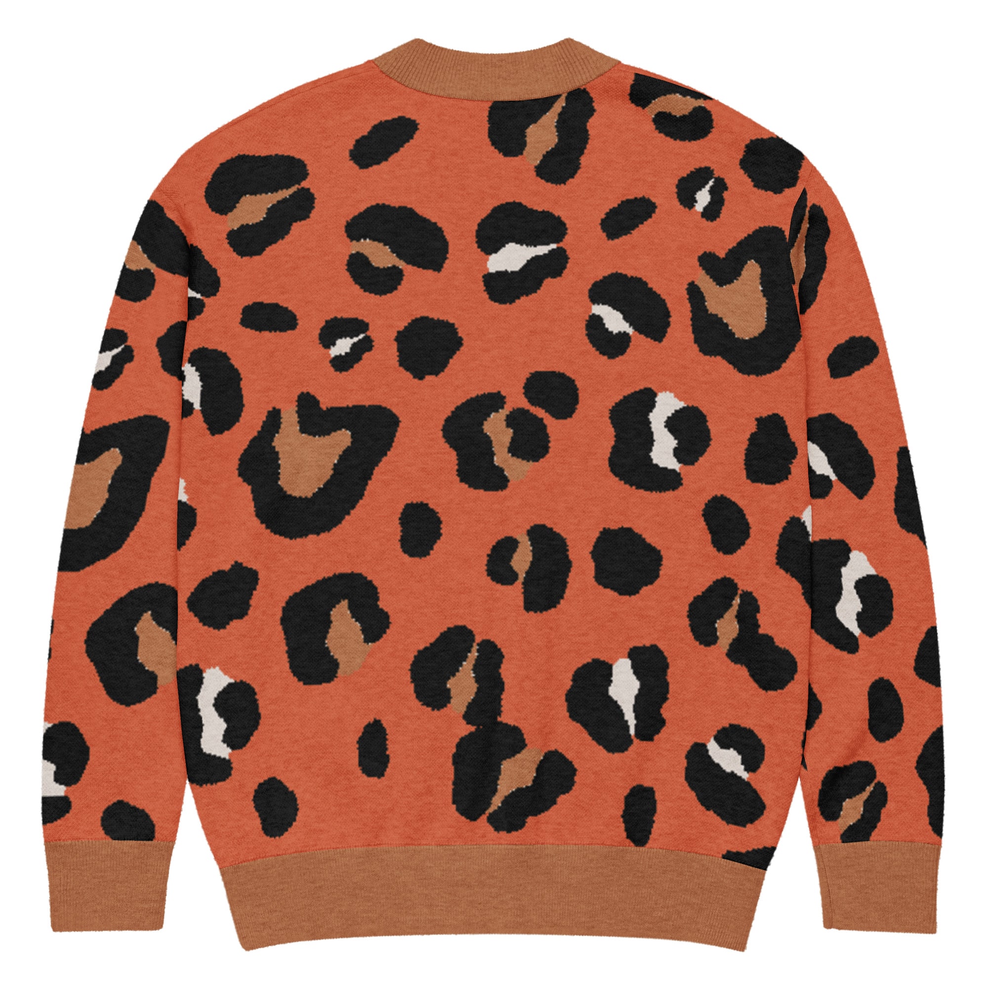Burnt Orange Animal Print Knitted Cardigan - Image 7