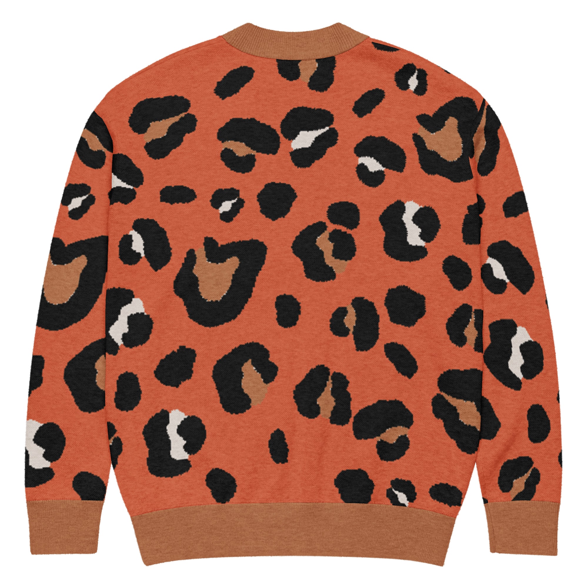 Burnt Orange Animal Print Knitted Cardigan - Image 5
