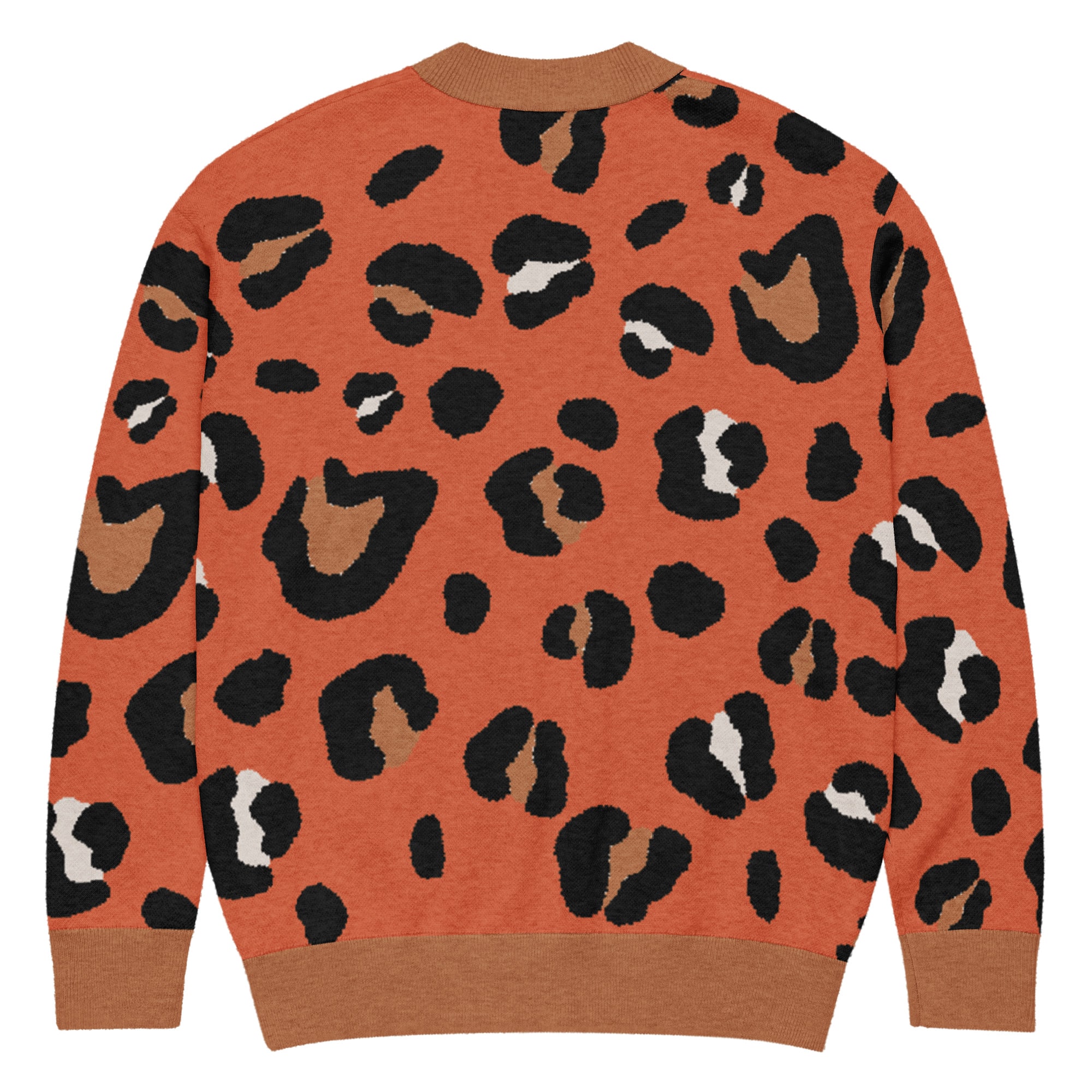 Burnt Orange Animal Print Knitted Cardigan - Image 11
