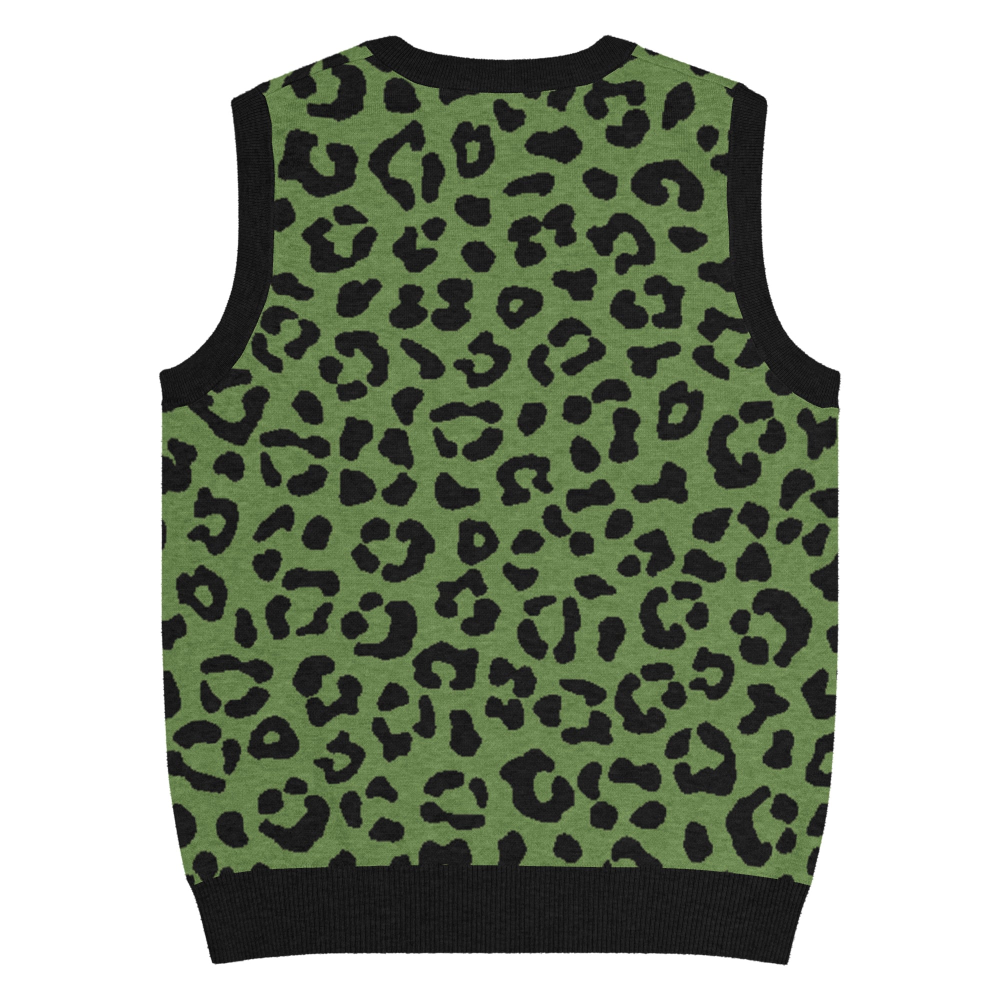 Green Animal Print Knit V-Neck Vest - Image 12