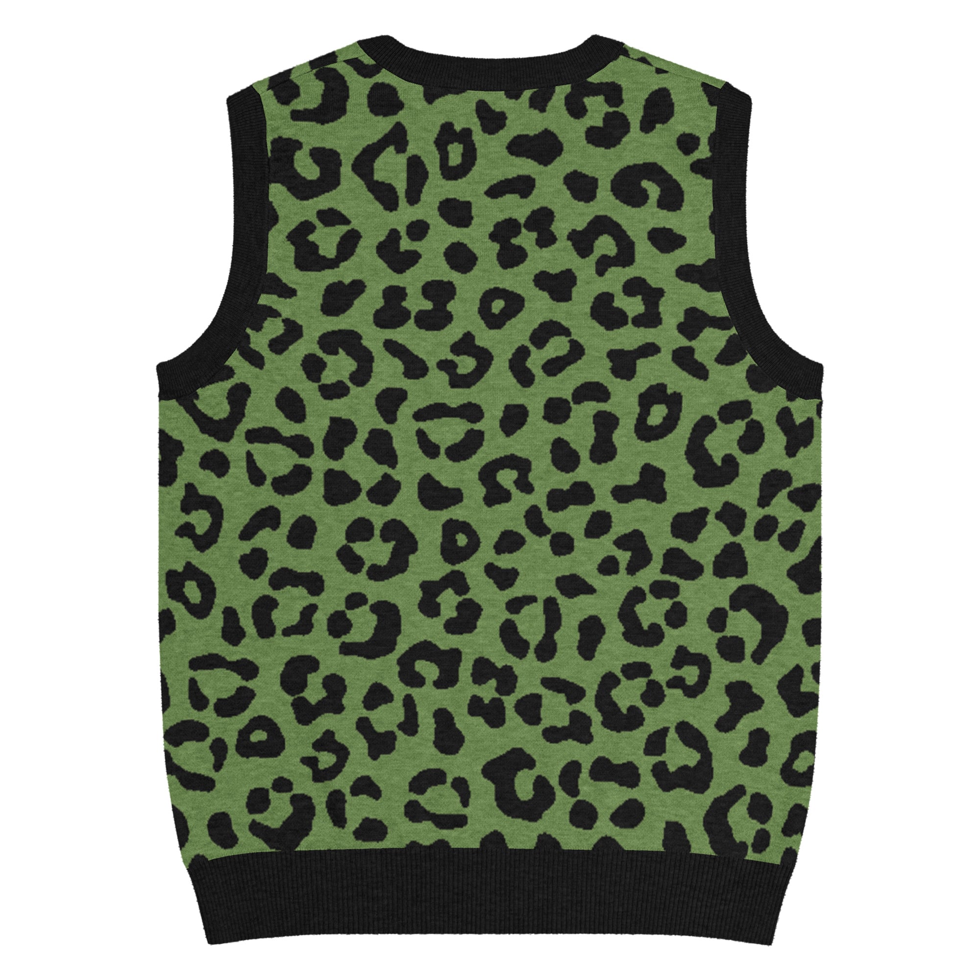 Green Animal Print Knit V-Neck Vest - Image 14