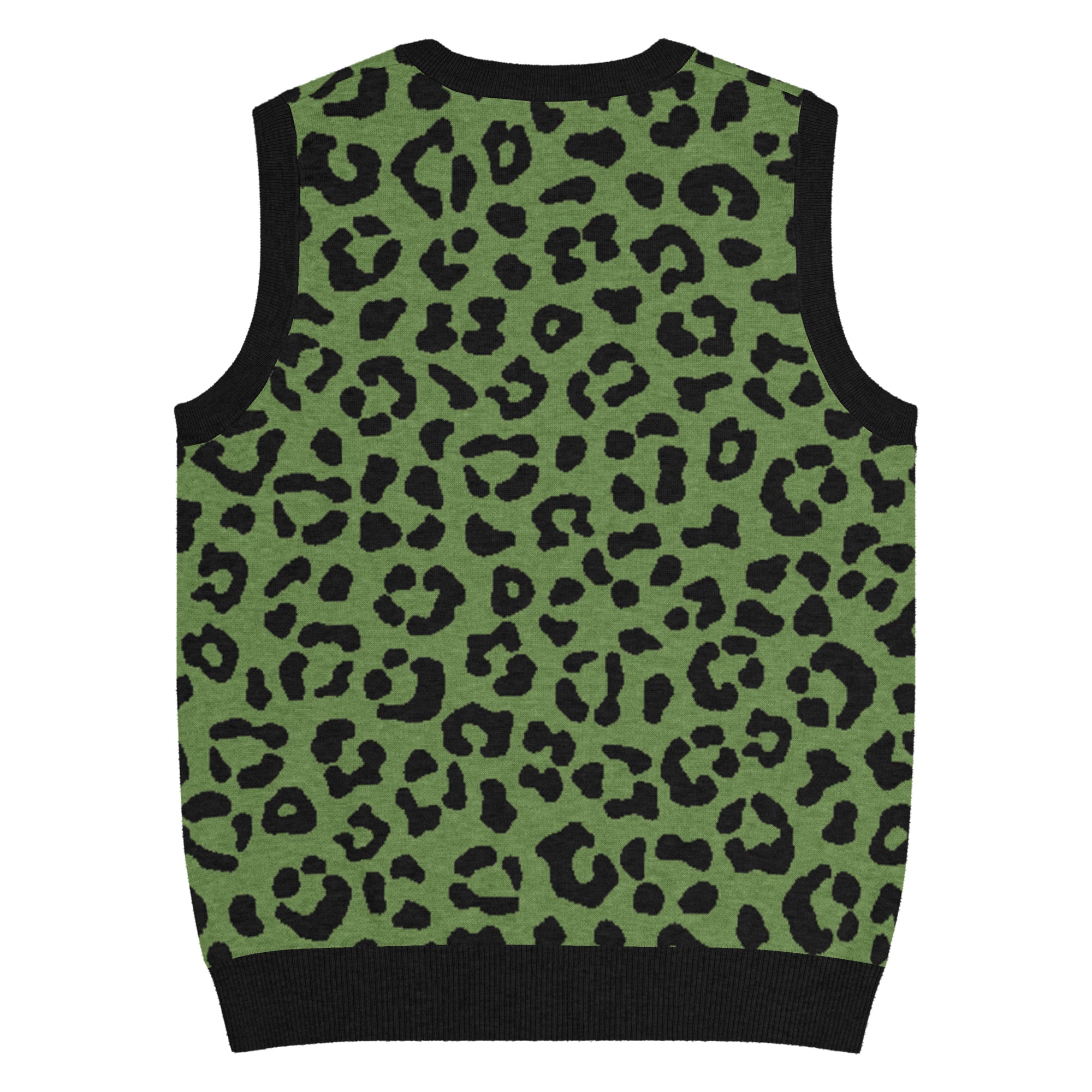 Green Animal Print Knit V-Neck Vest - Image 8