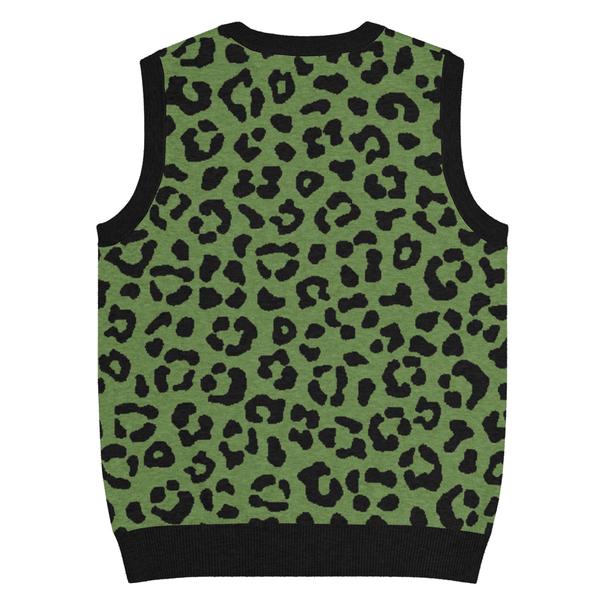Green Animal Print Knit V-Neck Vest - Image 7
