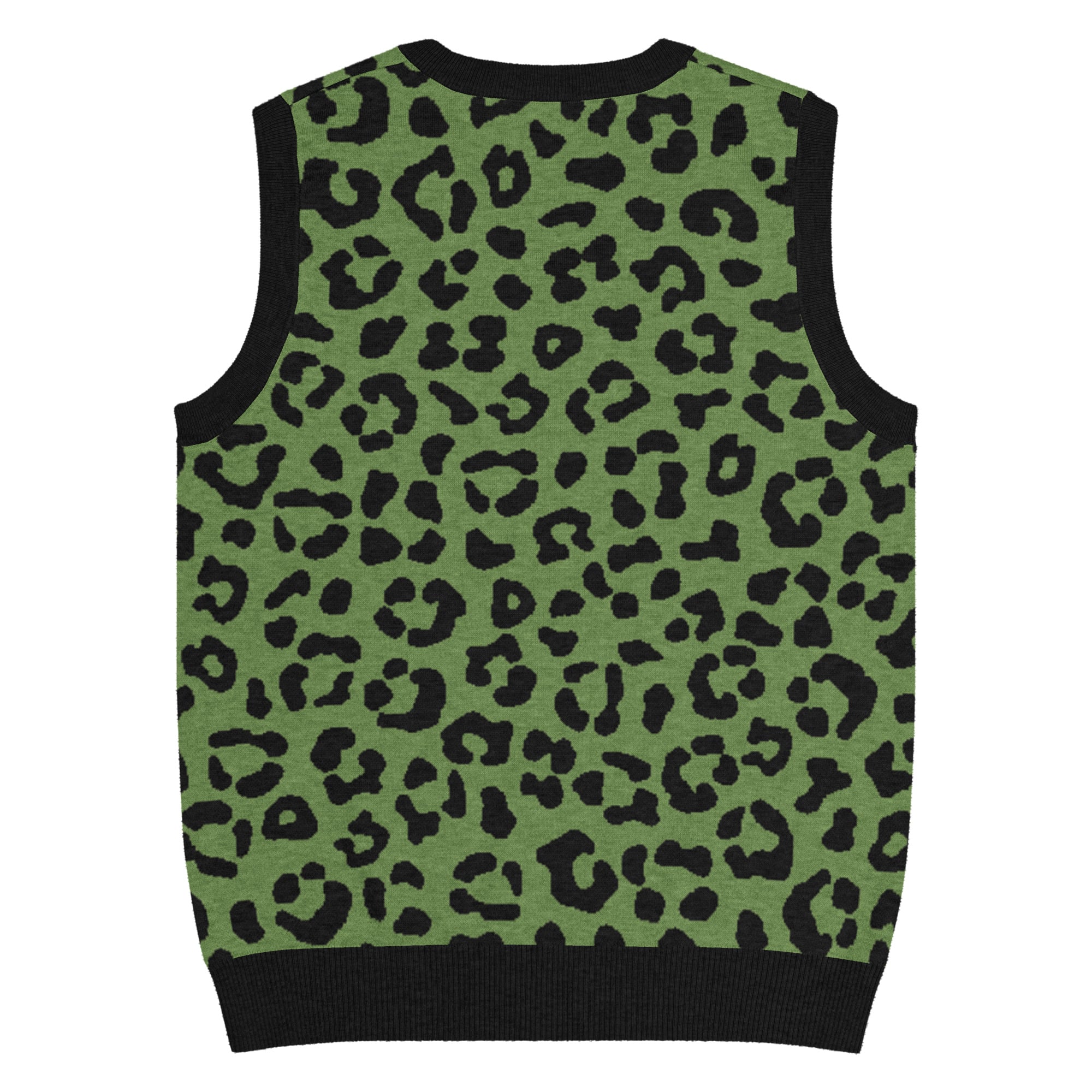 Green Animal Print Knit V-Neck Vest - Image 10