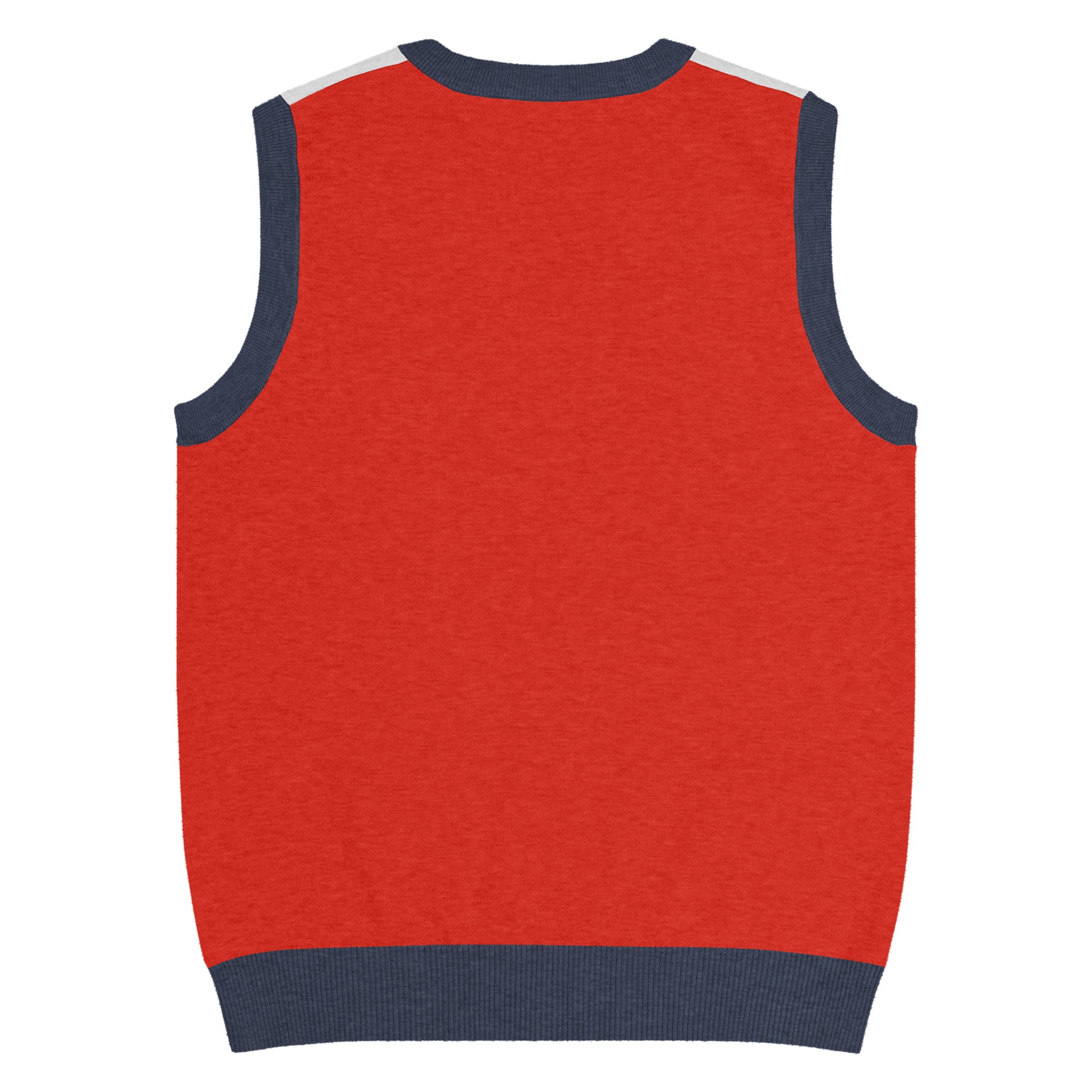 Argyle Knit V-Neck Vest in Red Navy & Mustard - Image 3