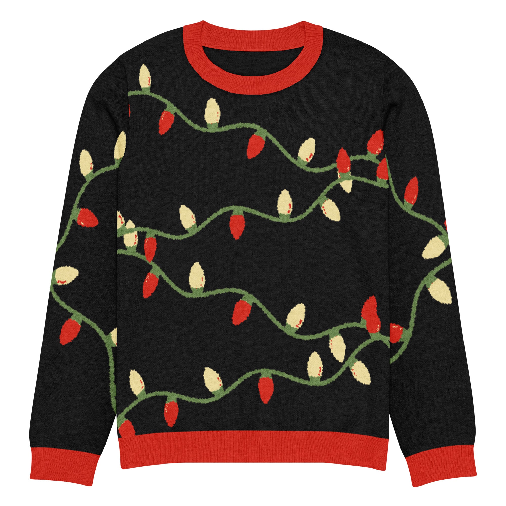 Tangled Holiday Lights Knitted Crew Neck Sweater in Black - Image 11