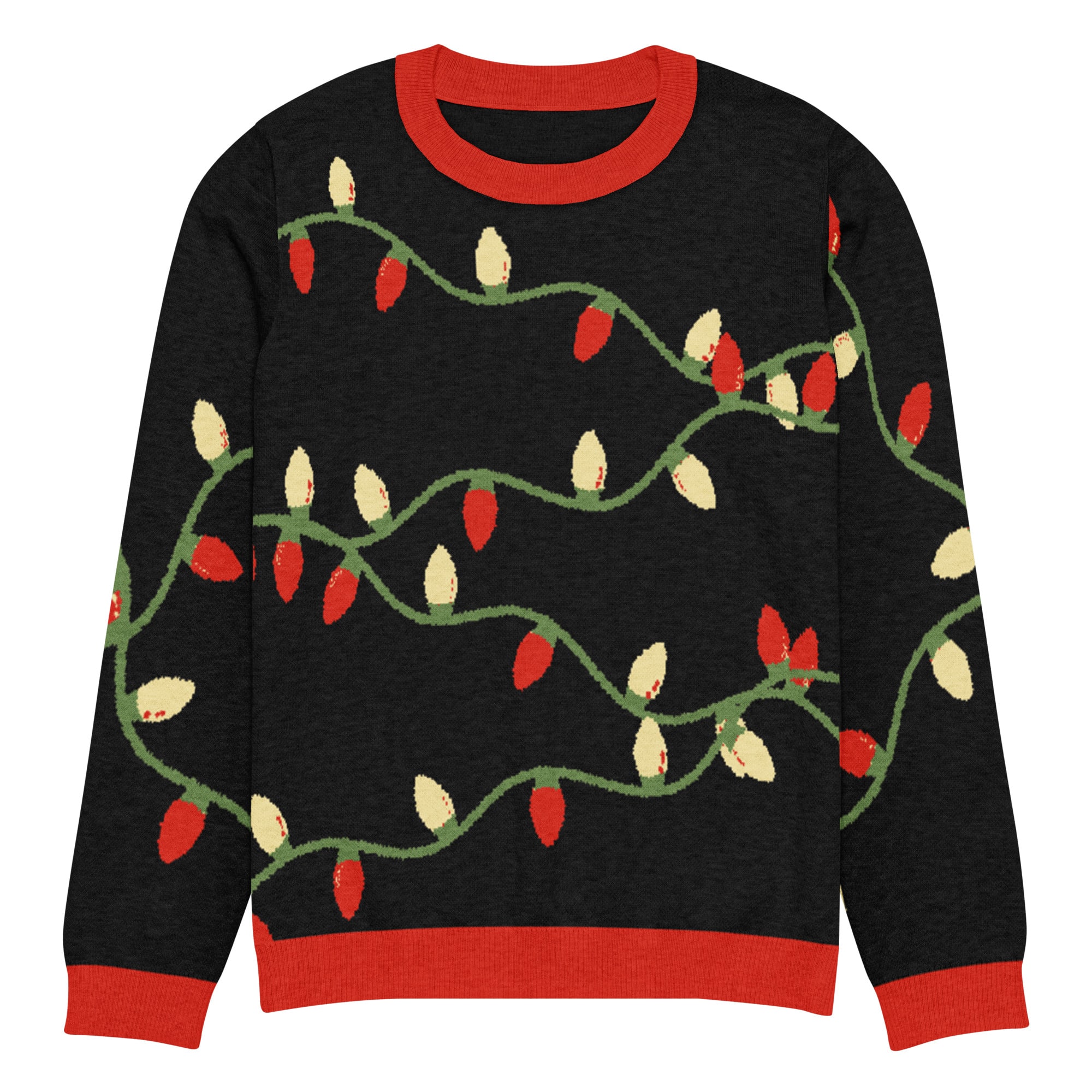Tangled Holiday Lights Knitted Crew Neck Sweater in Black - Image 13