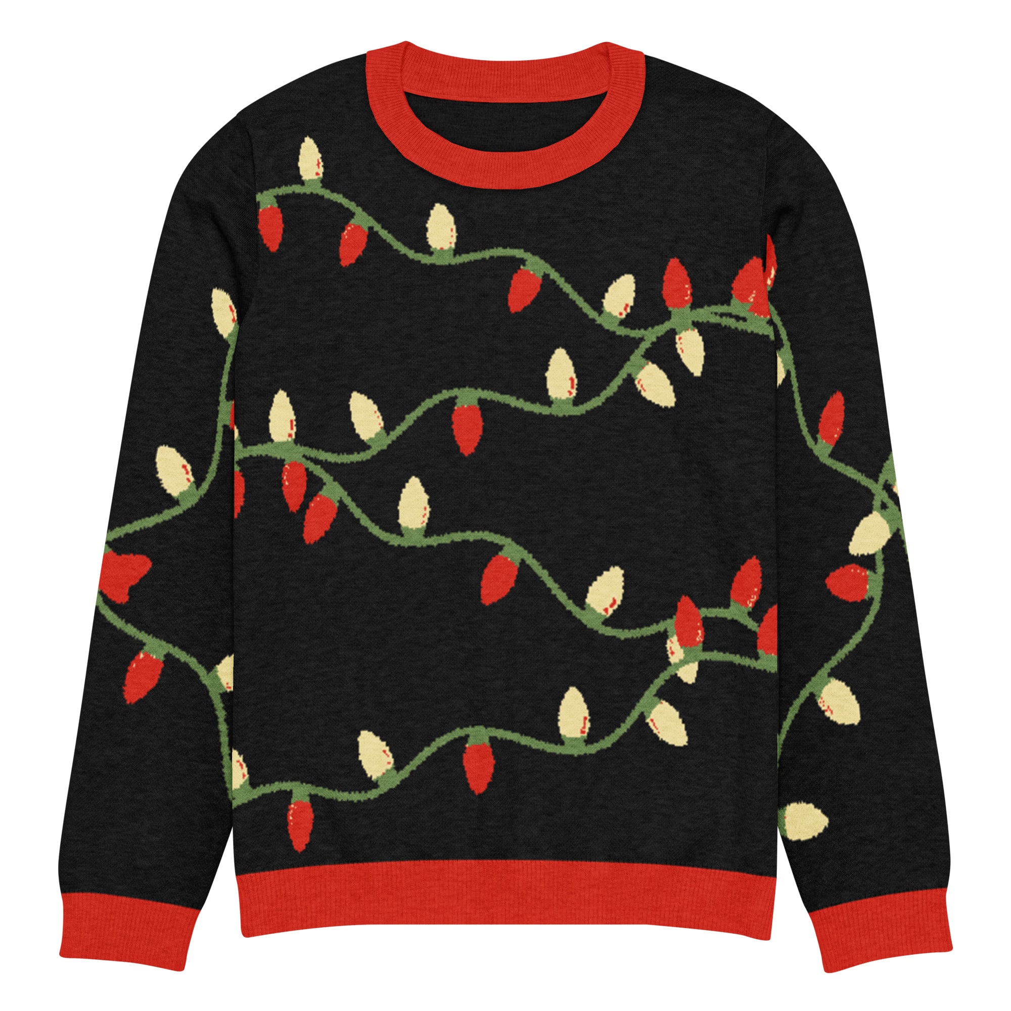 Tangled Holiday Lights Knitted Crew Neck Sweater in Black - Image 7