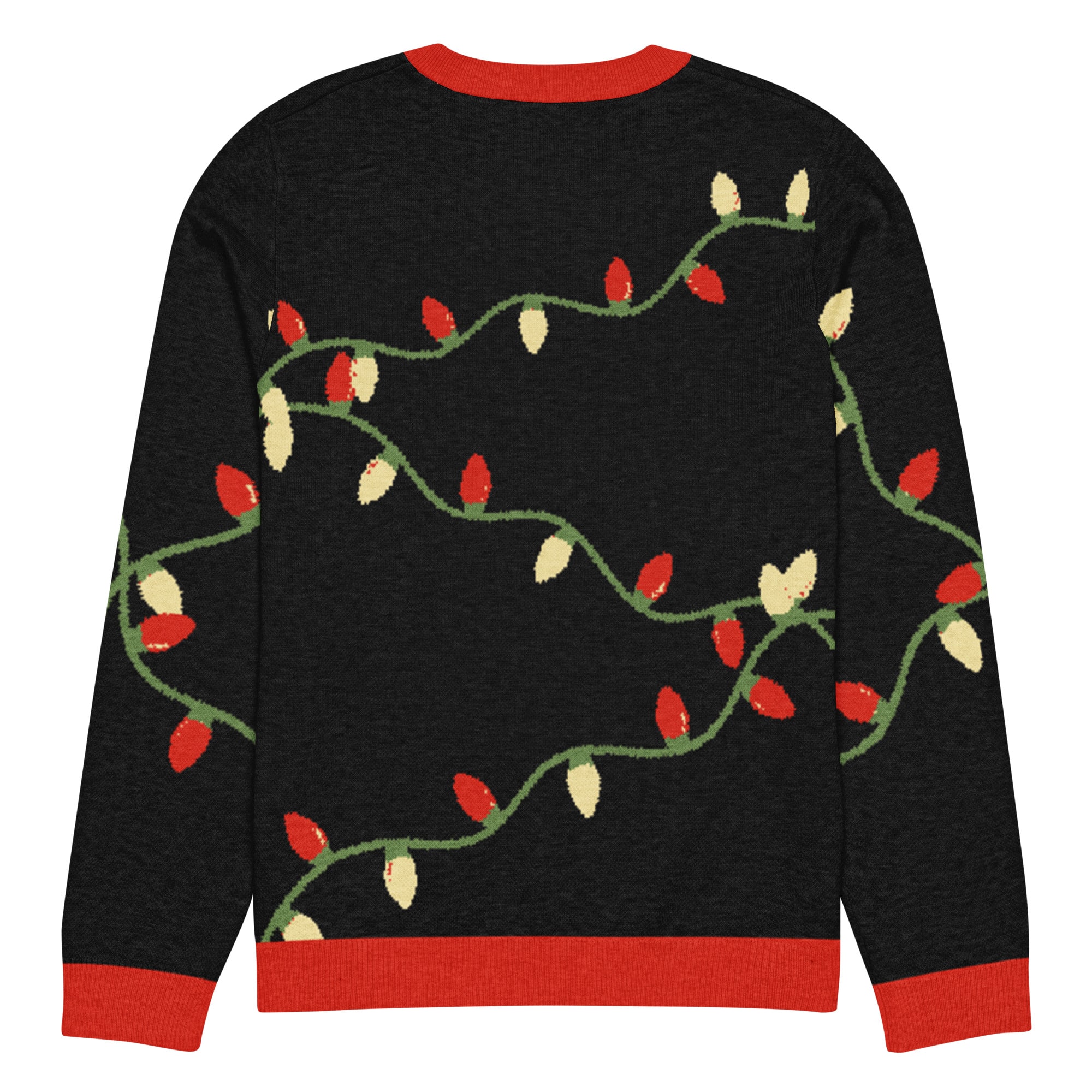 Tangled Holiday Lights Knitted Crew Neck Sweater in Black - Image 4