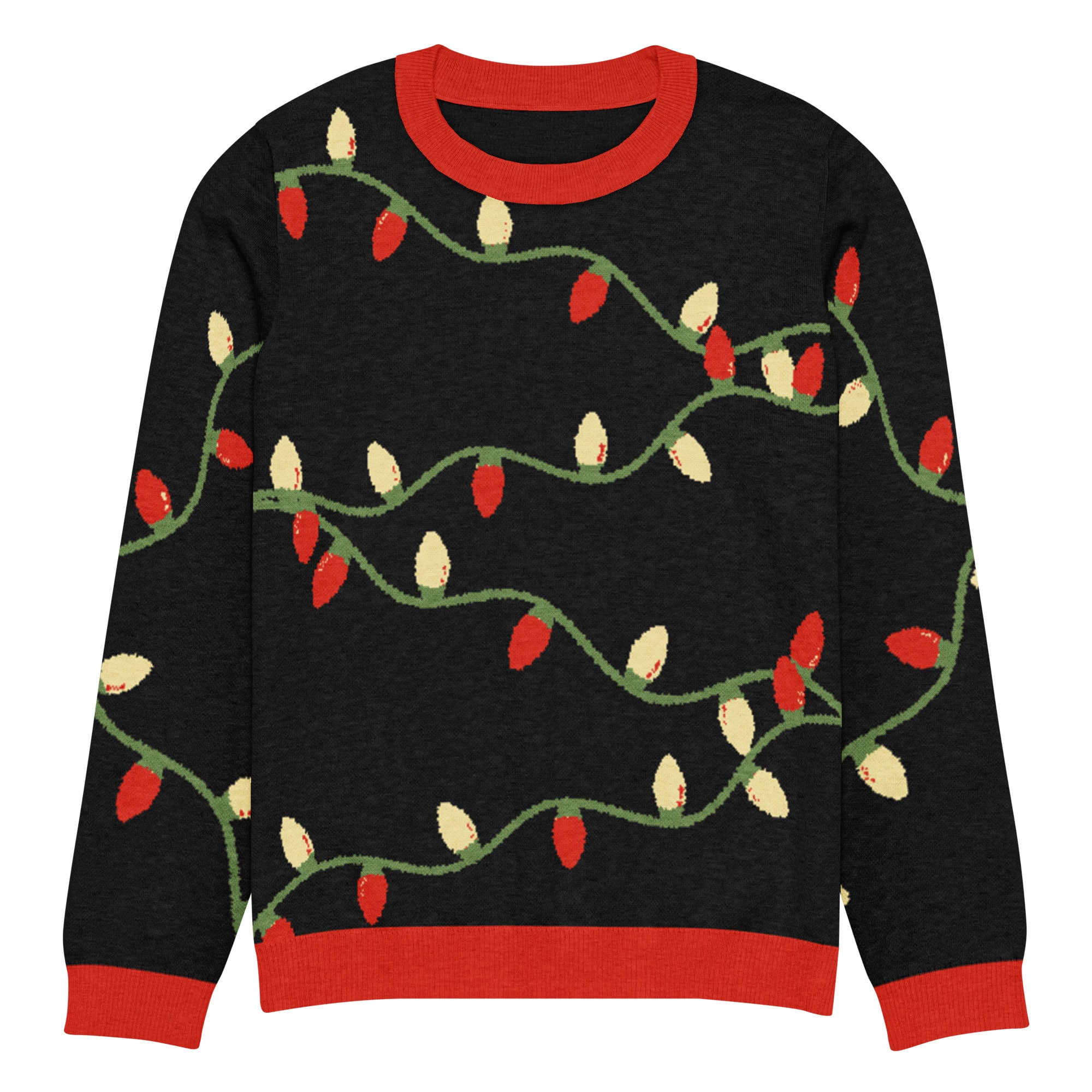 Tangled Holiday Lights Knitted Crew Neck Sweater in Black - Image 9