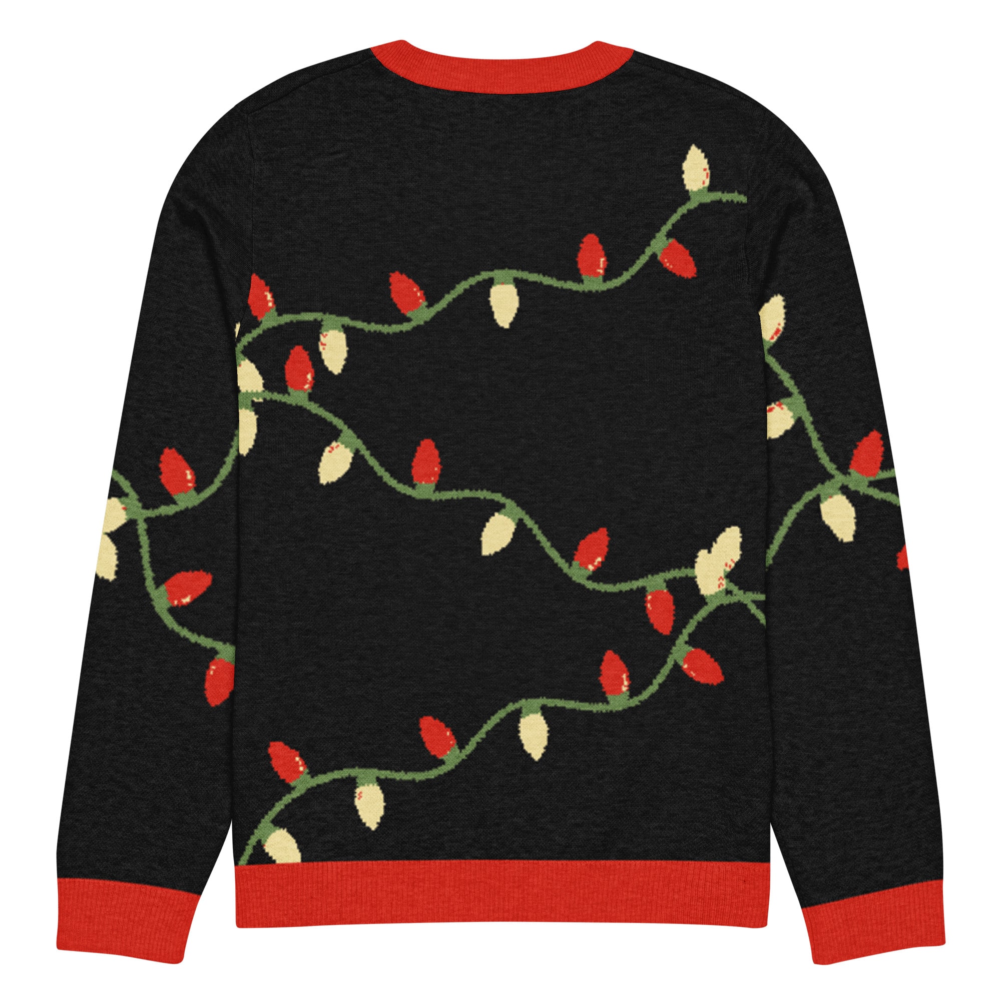 Tangled Holiday Lights Knitted Crew Neck Sweater in Black - Image 2