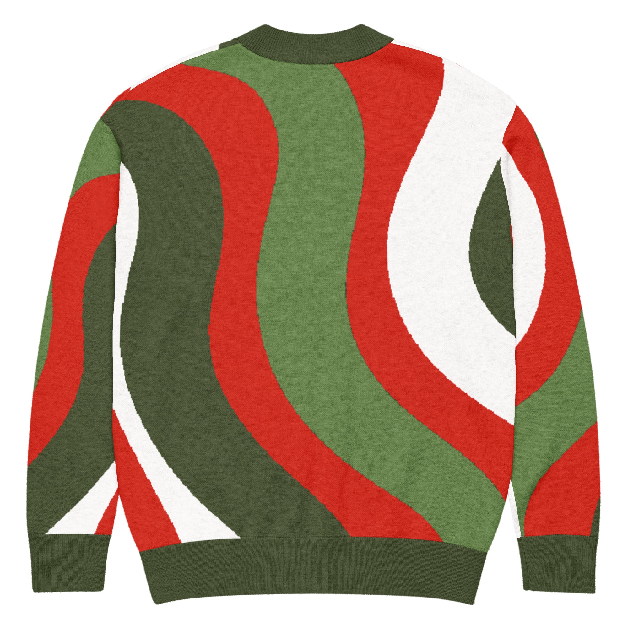 Retro Red, Dark Green, White & Green Knitted Cardigan - Image 14