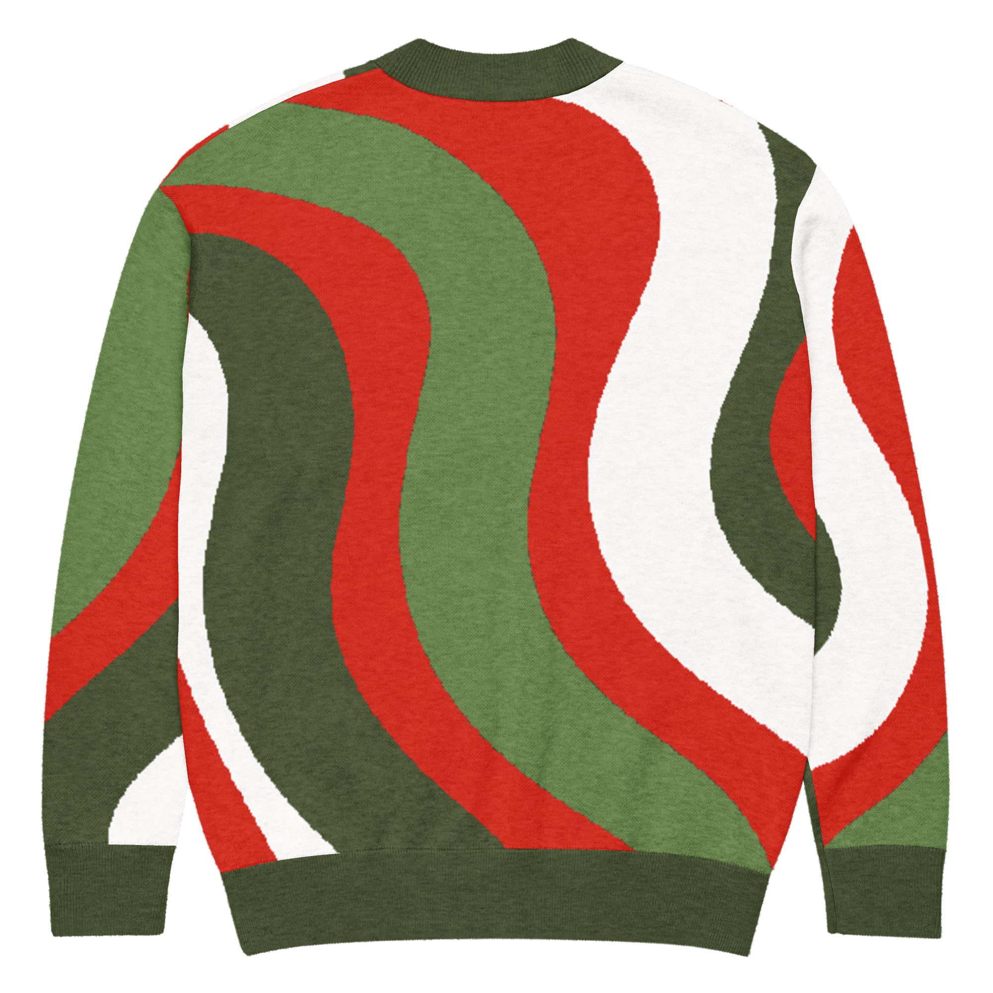 Retro Red, Dark Green, White & Green Knitted Cardigan - Image 7
