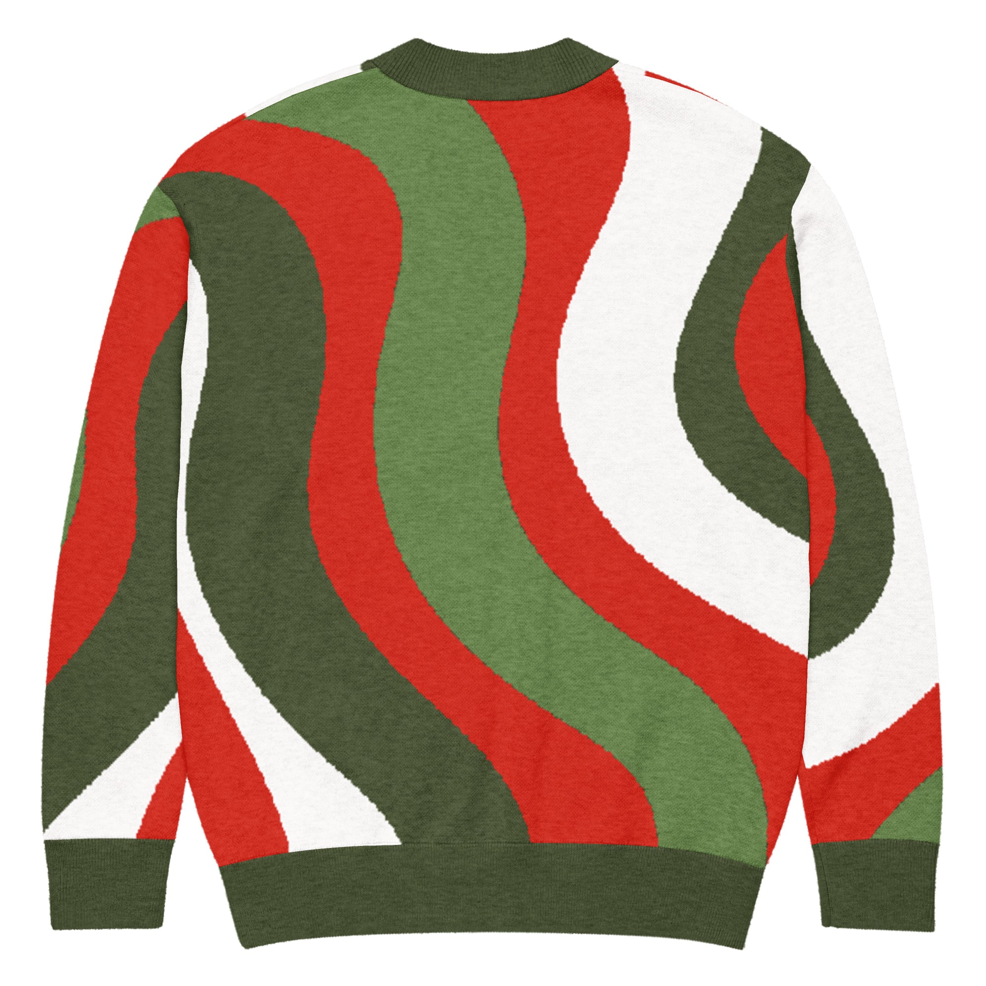 Retro Red, Dark Green, White & Green Knitted Cardigan - Image 5