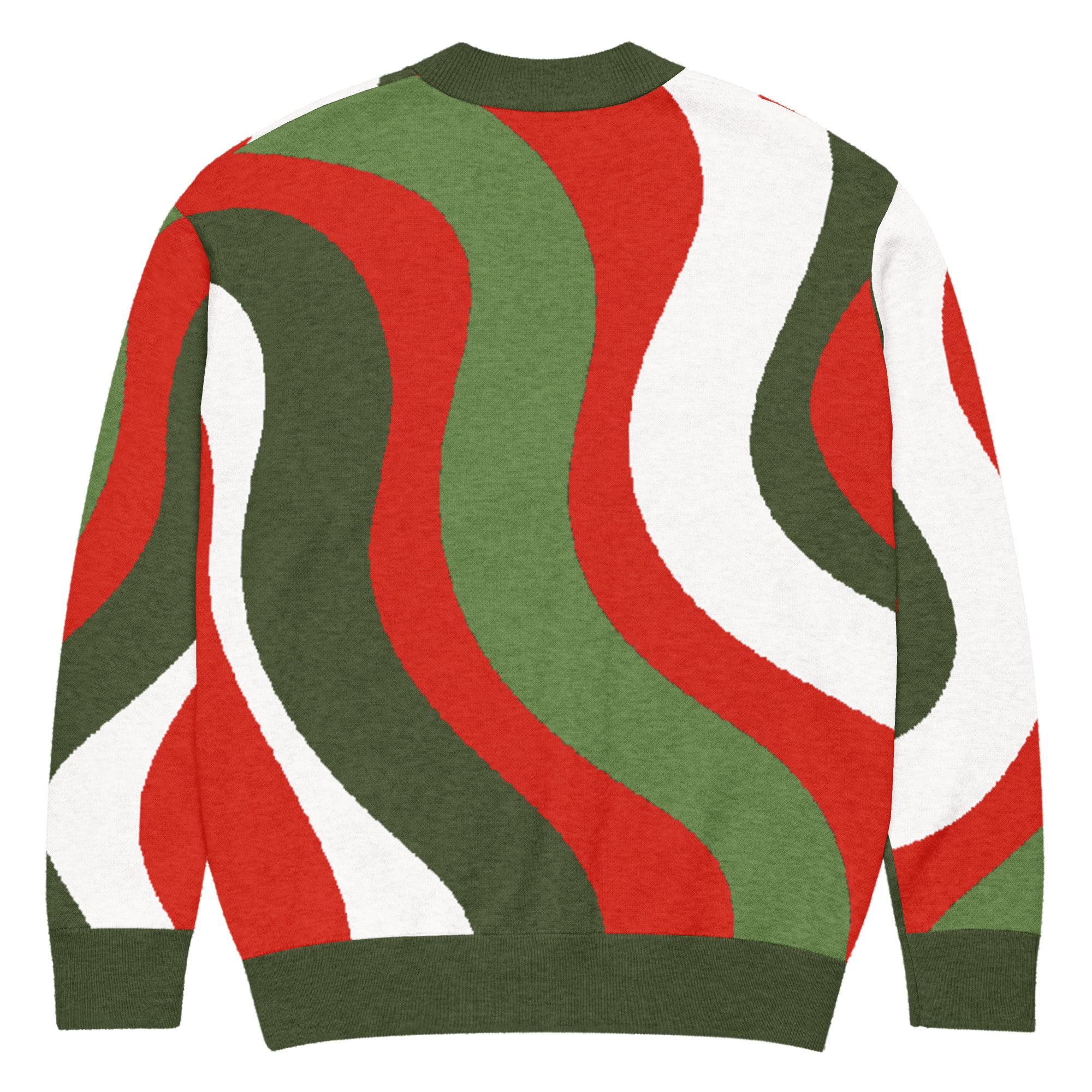 Retro Red, Dark Green, White & Green Knitted Cardigan - Image 10