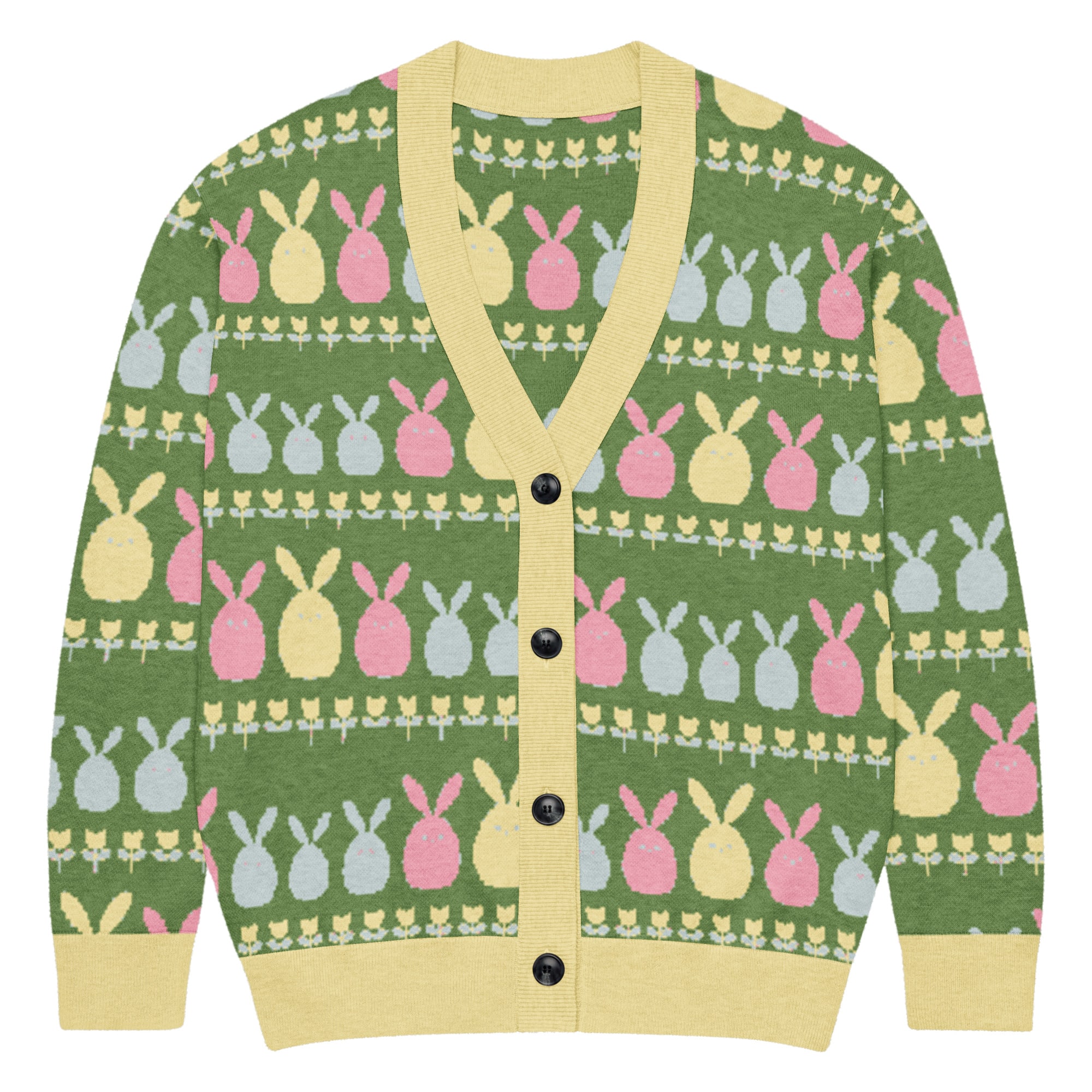Green Easter Bunny Knitted Cardigan - Image 2