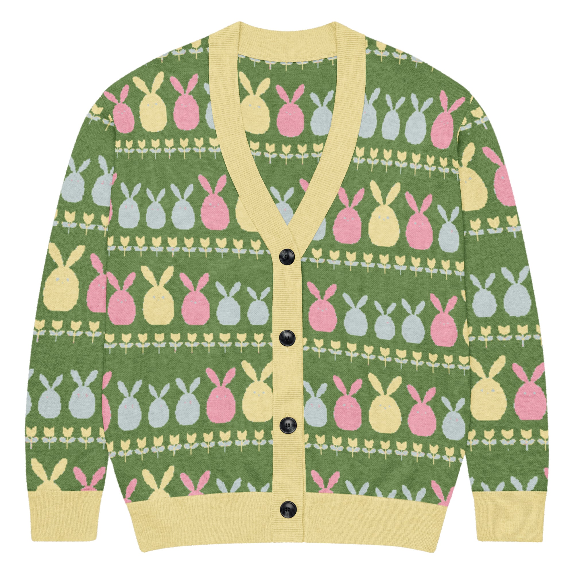 Green Easter Bunny Knitted Cardigan - Image 9