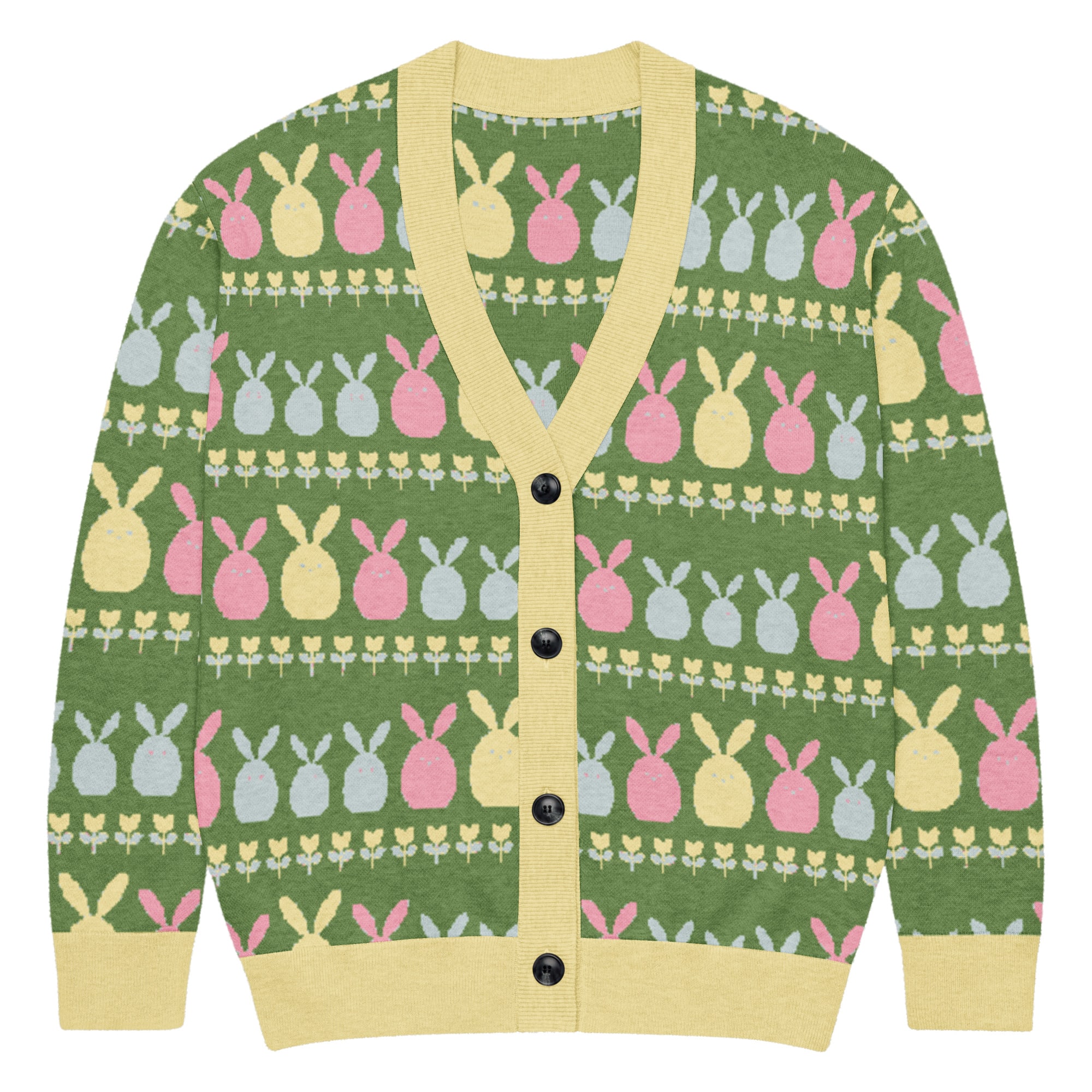 Green Easter Bunny Knitted Cardigan - Image 7