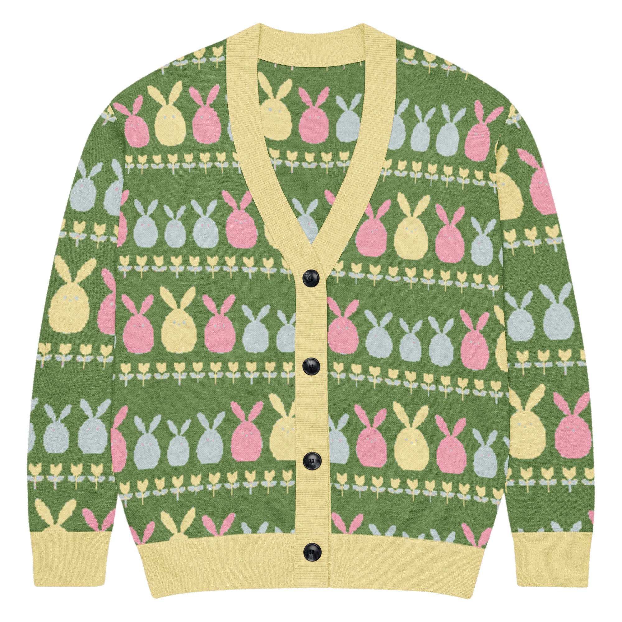 Green Easter Bunny Knitted Cardigan - Image 5