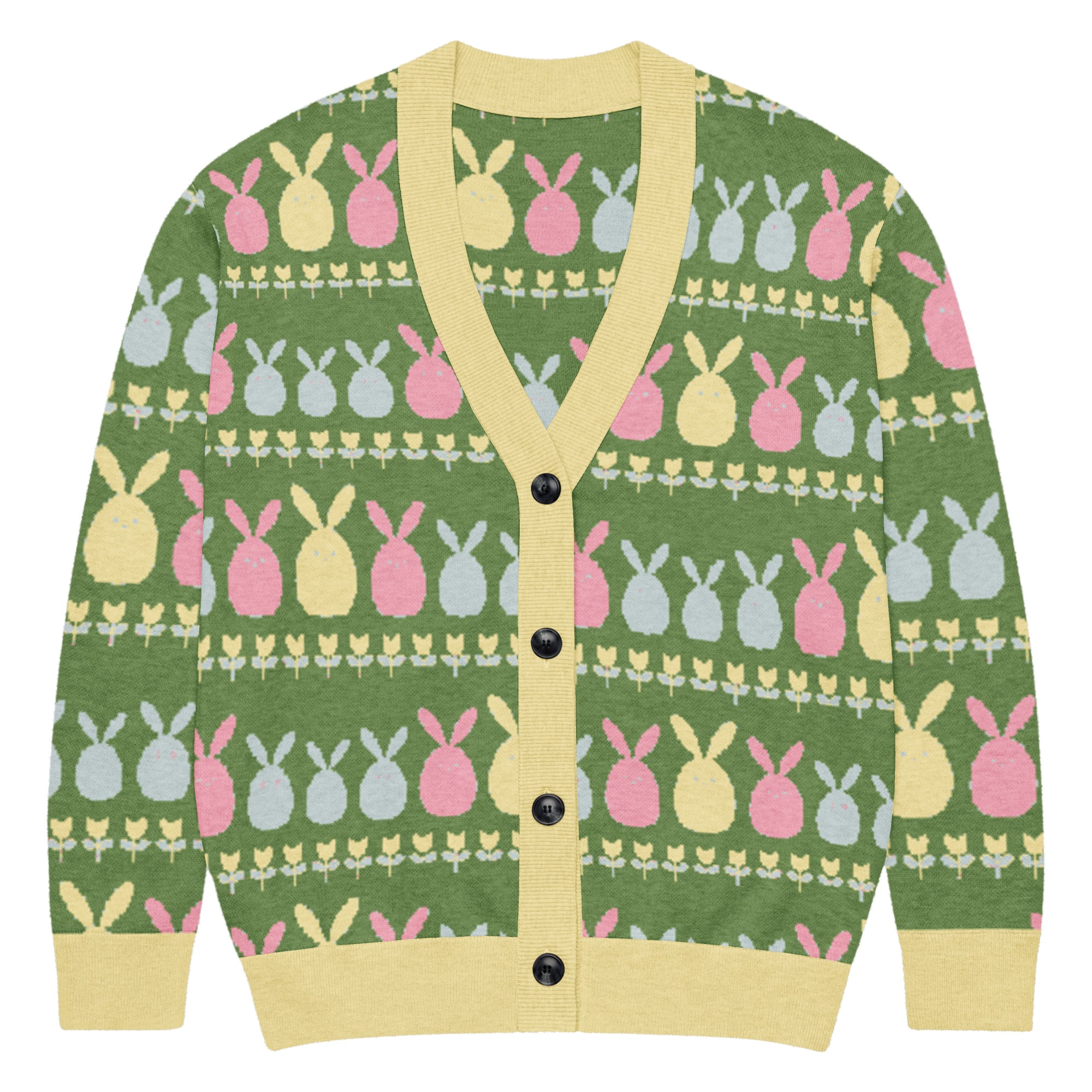 Green Easter Bunny Knitted Cardigan
