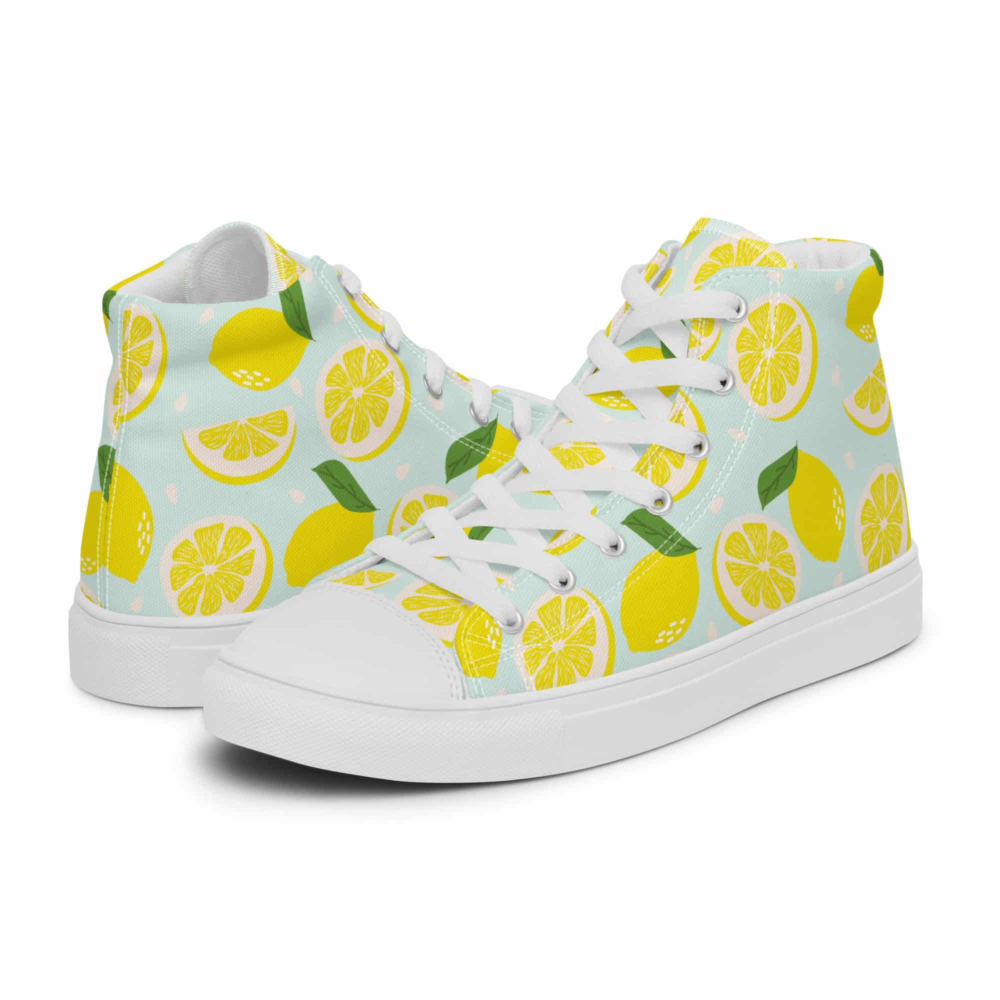 Lemon Squeeze Women’s High Top Canvas Shoes - Image 2
