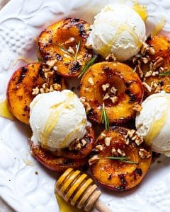 Spiced Grilled Peaches with Ice Cream and Pecans 3 beautifuleatsandthings.com