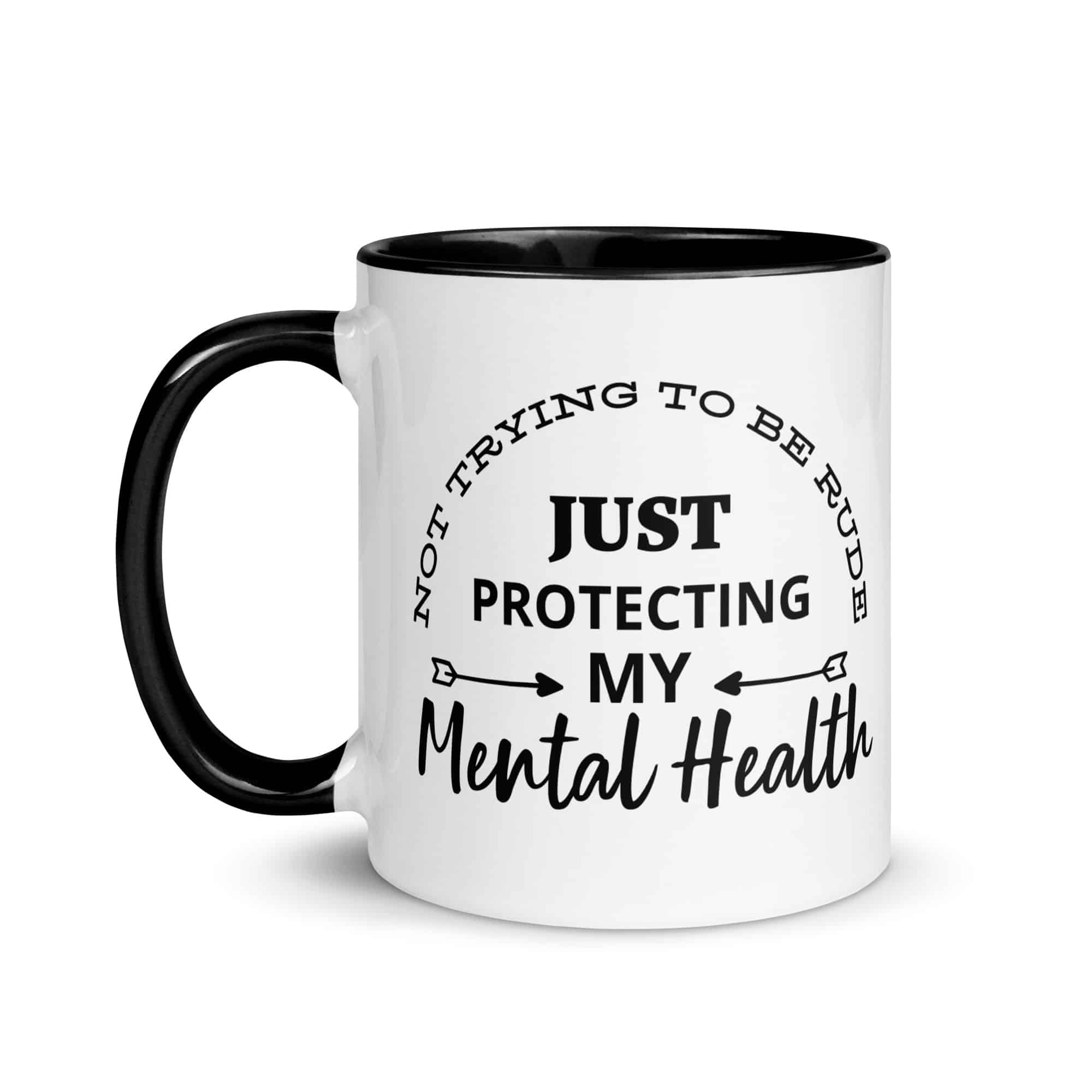 Protecting My Mental Health Mug with Color Inside, 11oz