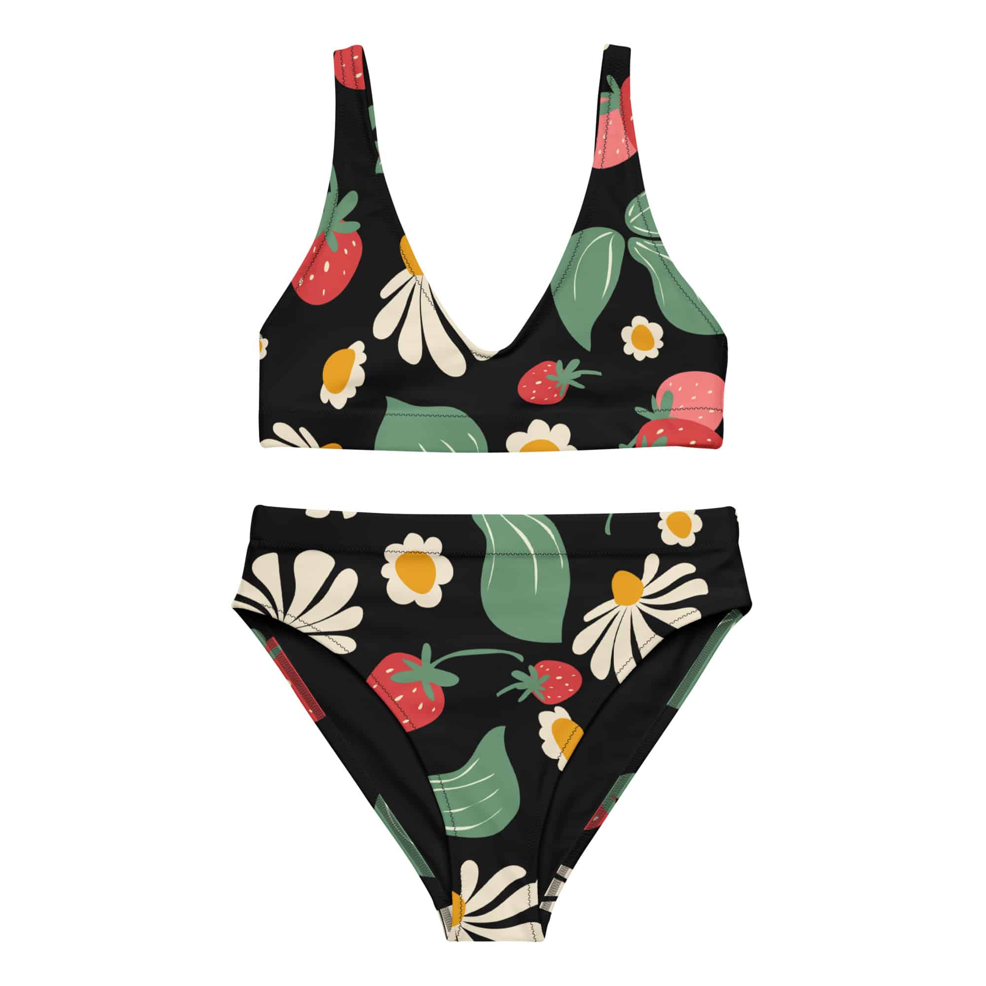 Floral Strawberry Recycled High-Waisted Bikini