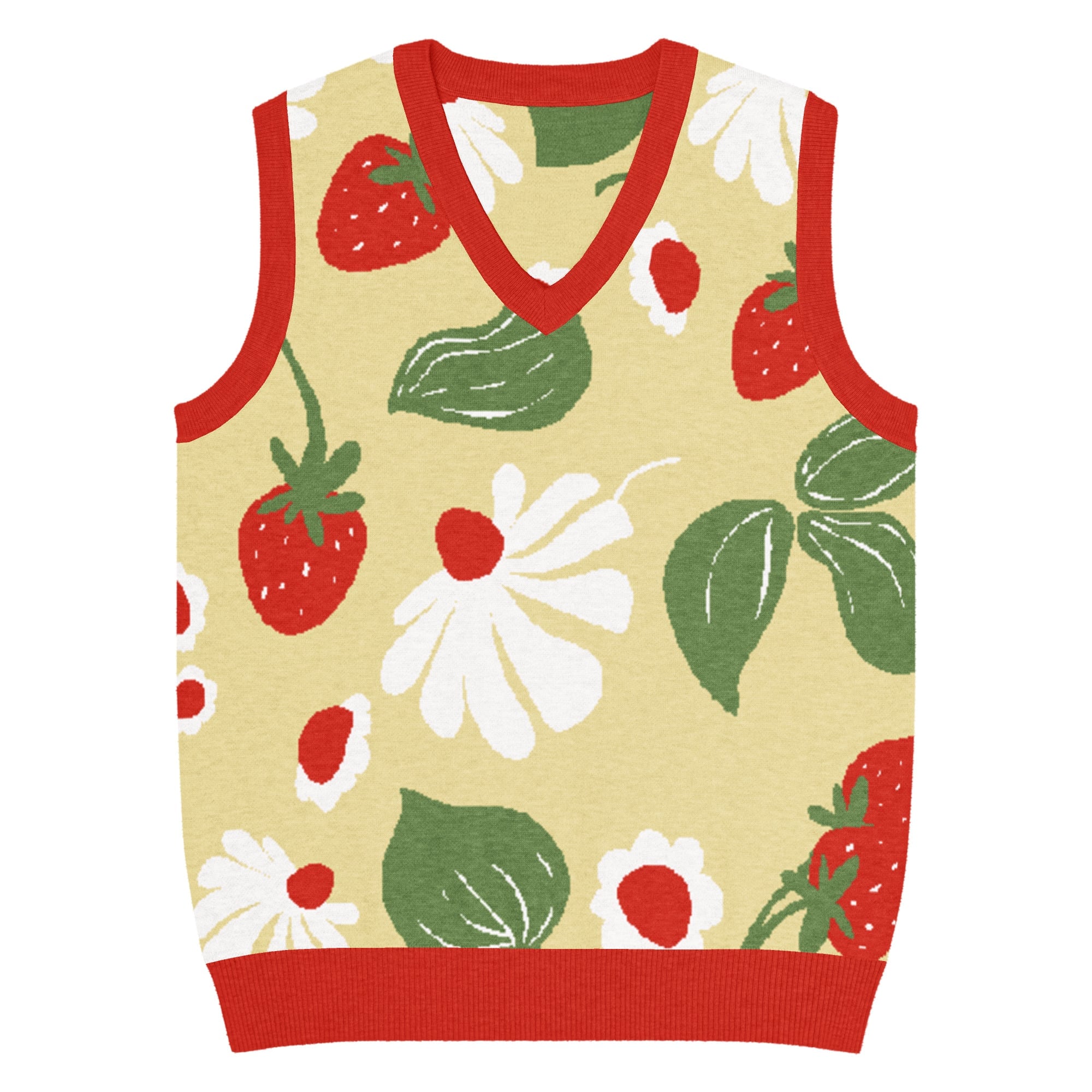 Strawberry Fields Knit V-Neck Vest - Image 7