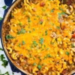 Creamy Chili Mac Recipe made in one-pot, one-skillet, with cream and cheese. It's budget-friendly, cheap, and healthy beautifuleatsandthings.com
